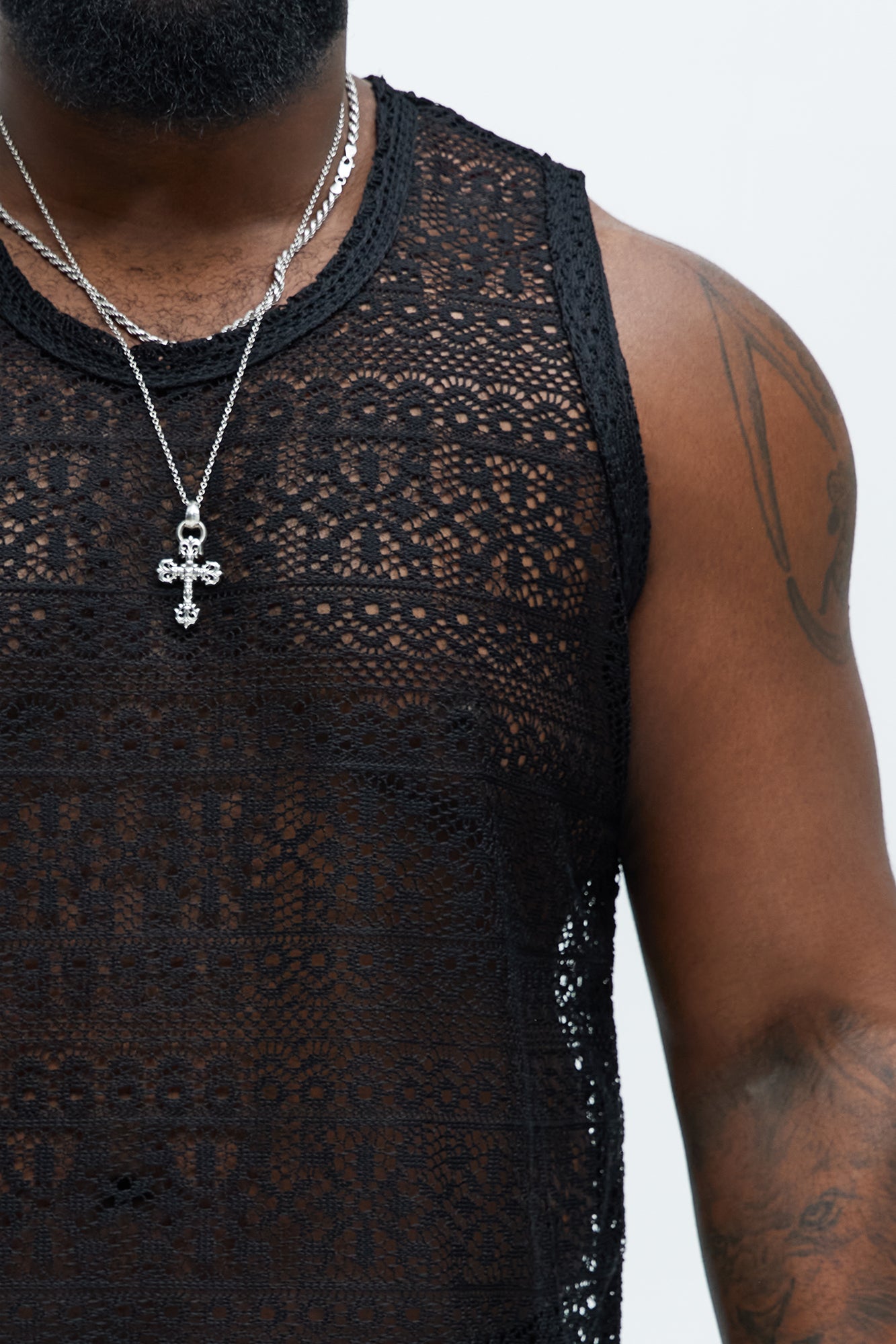 Edson Open Knit Tank - Black - Image 7