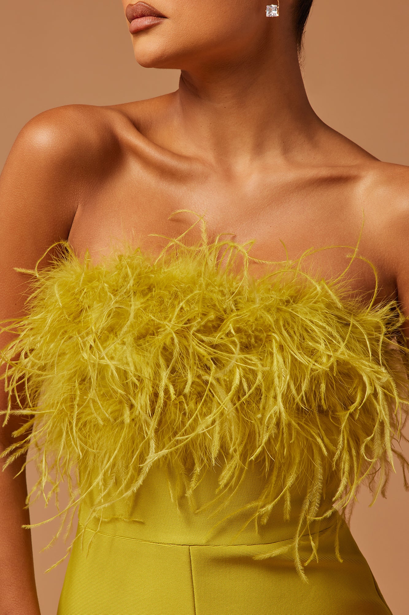 Fay Feather Bandage Jumpsuit - Chartreuse - Image 3