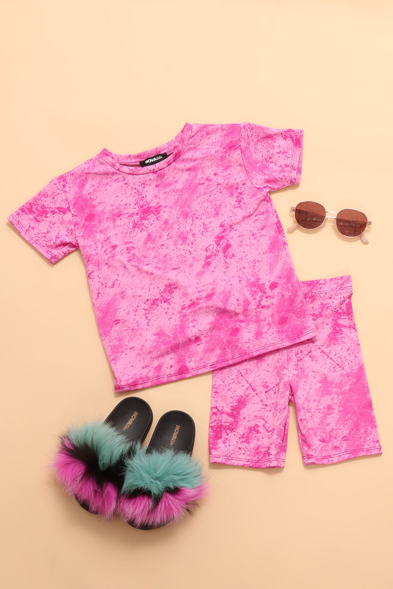 Mini Chelsea Biker Short Set - Magenta - Image 5