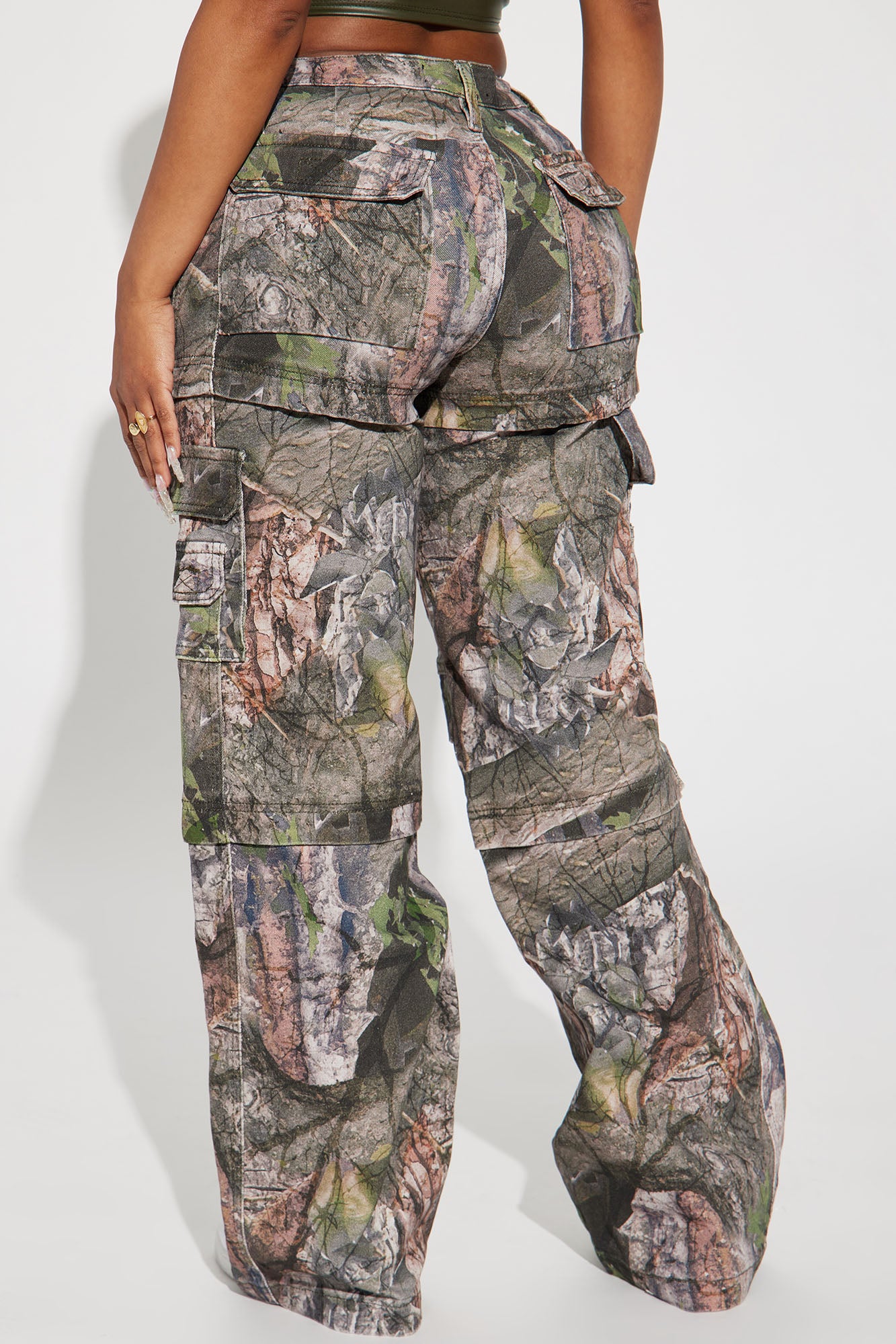 Bree Camo Stretch Cargo Jean - Olive/combo - Image 3
