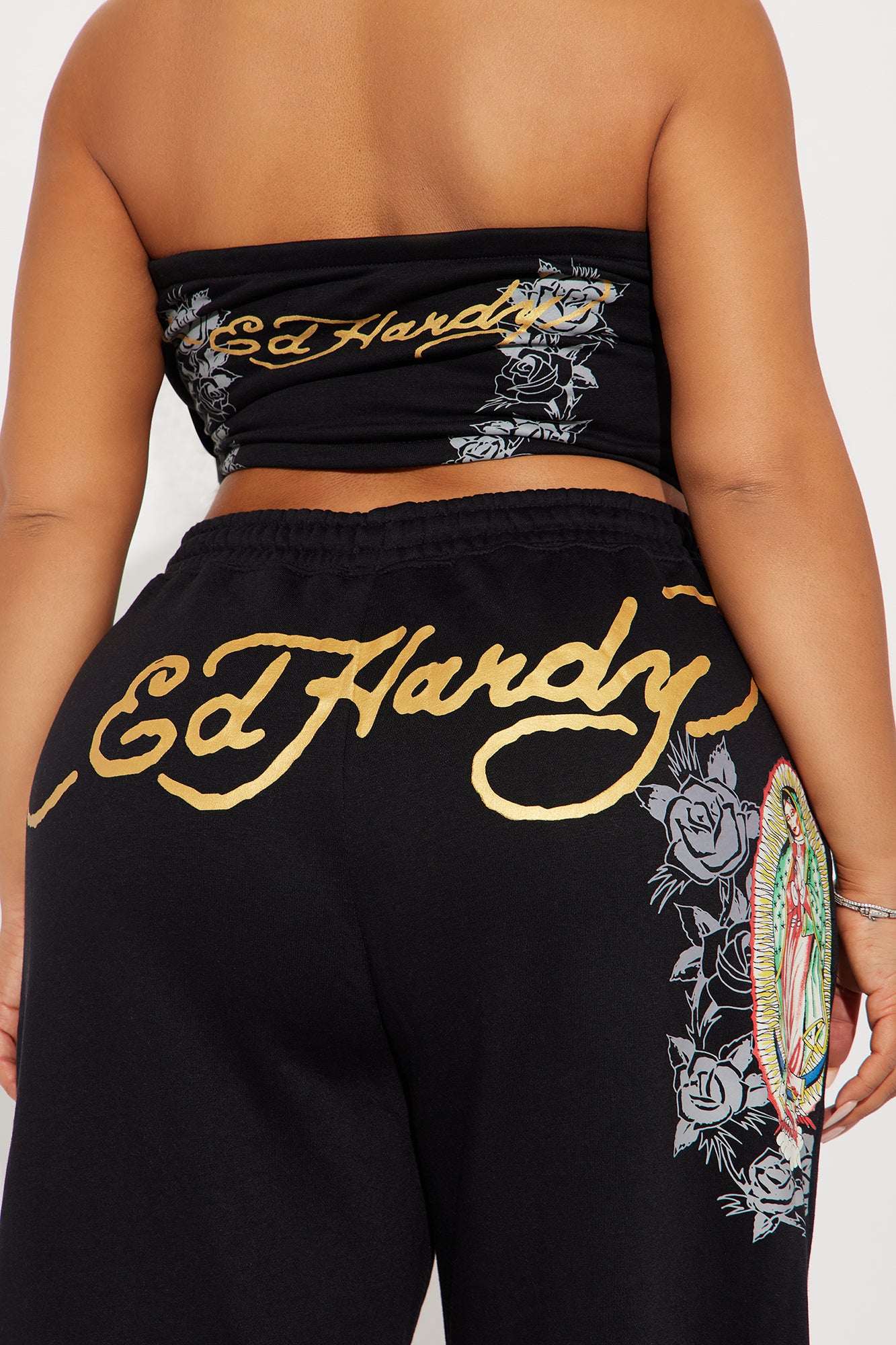 Ed Hardy Mary Tube Top Pant Set - Black - Image 9