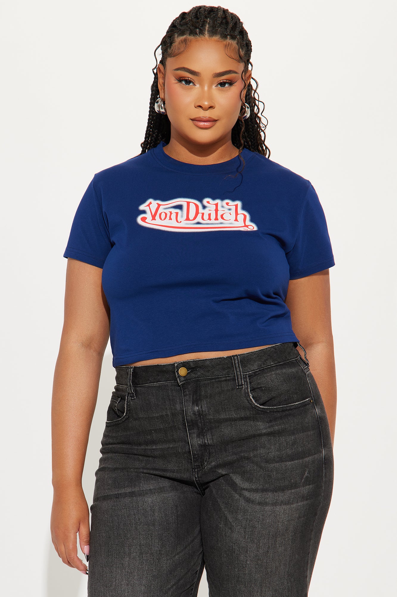 Von Dutch Graffiti Baby Tee - Navy/Red - Image 4
