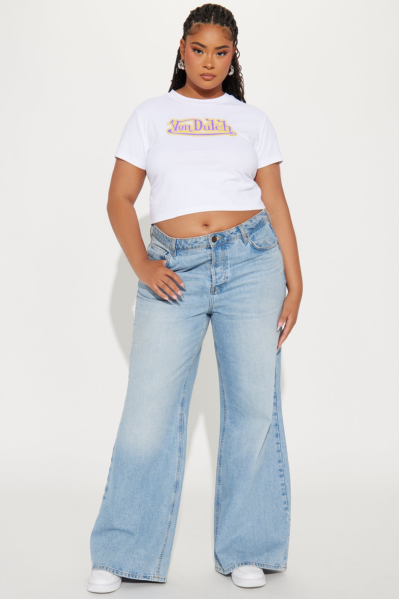 Von Dutch Graffiti Baby Tee - White/Gold - Image 6