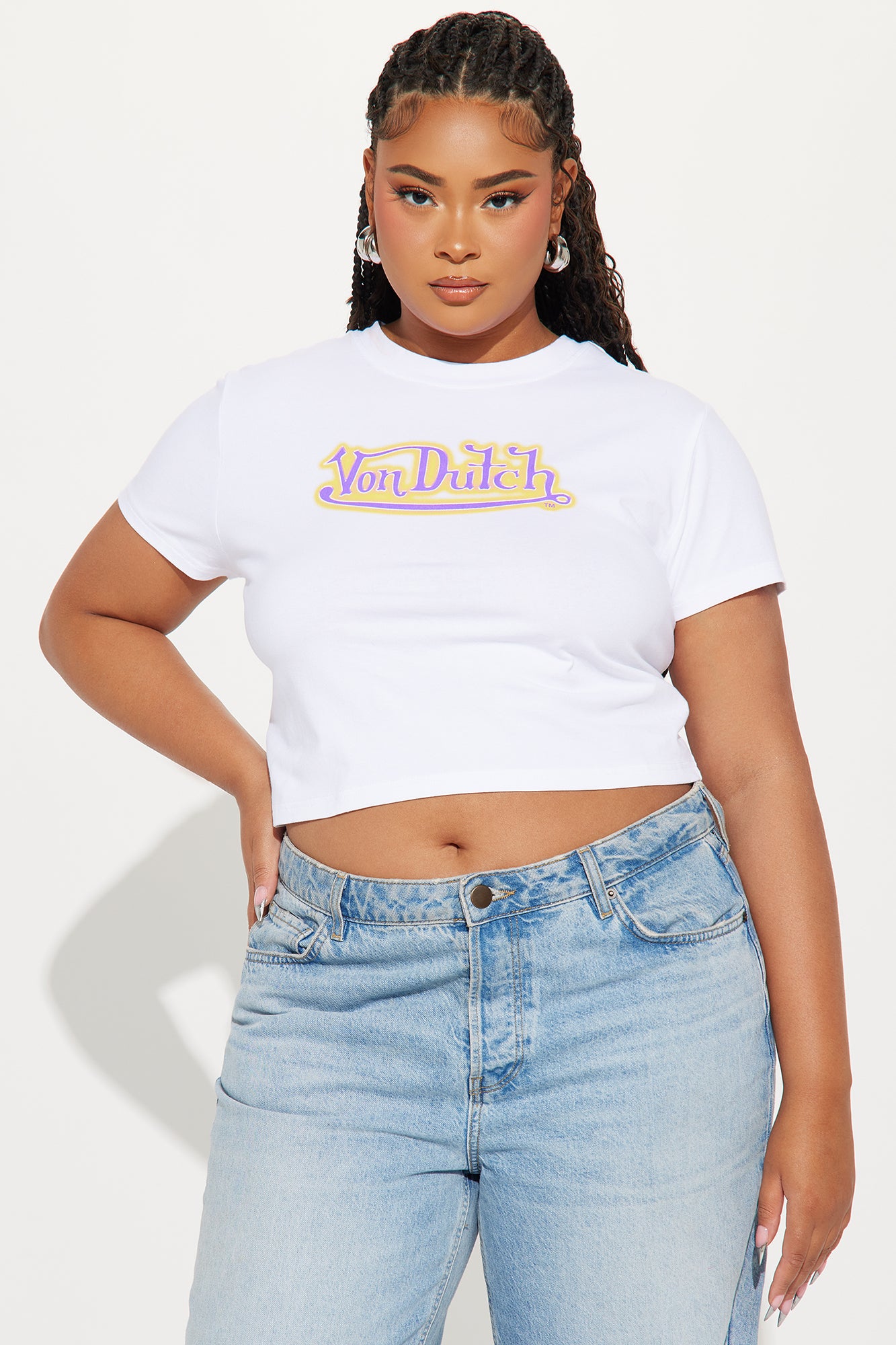Von Dutch Graffiti Baby Tee - White/Gold - Image 5