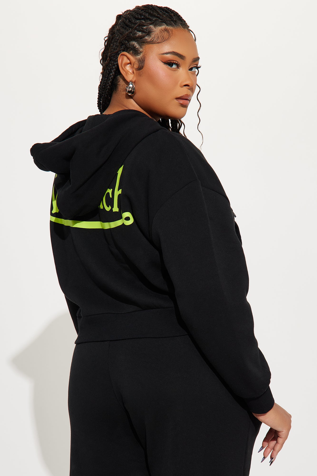 Von Dutch Embroidered Cropped Hoodie - Black/Green - Image 6