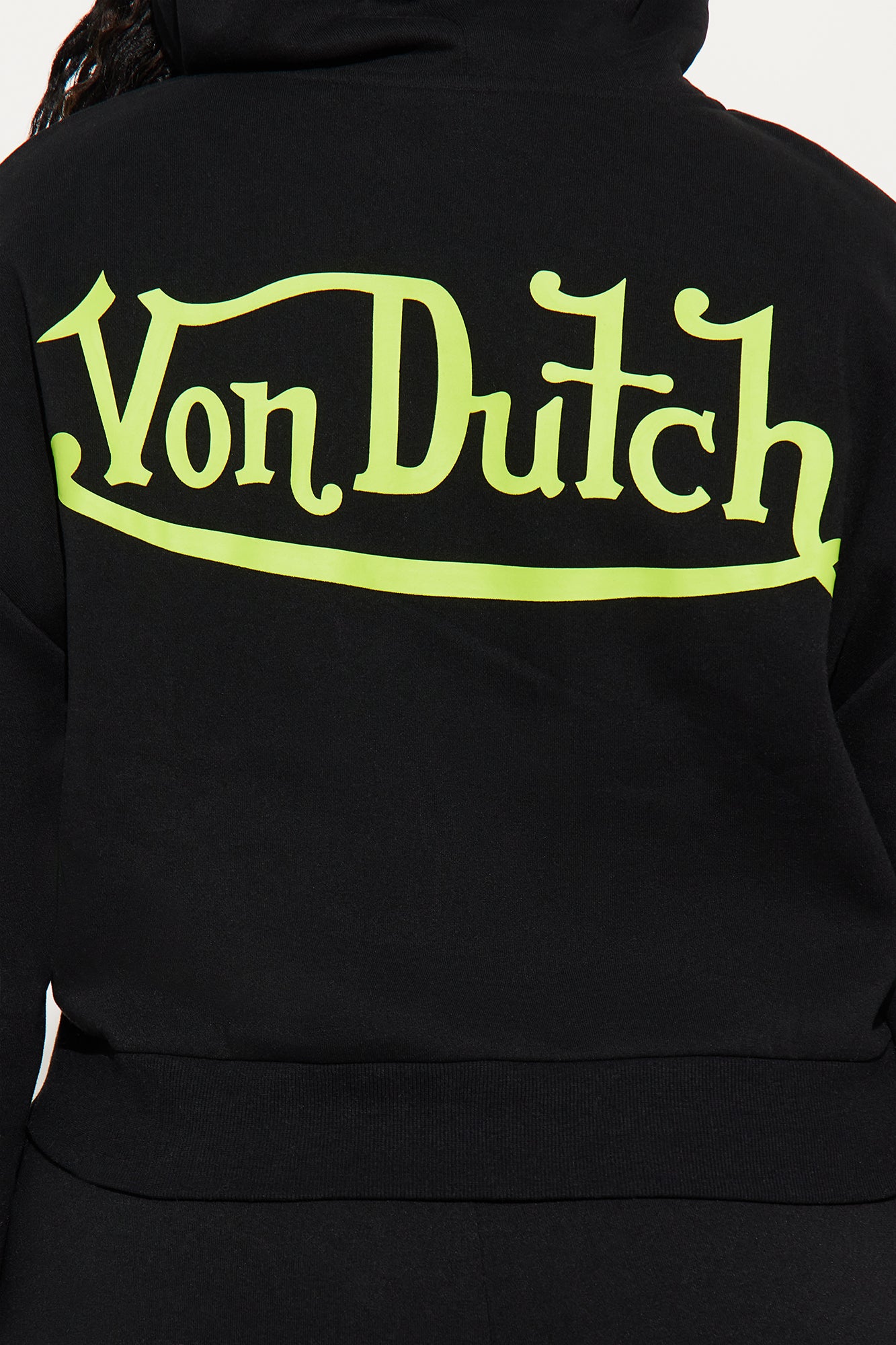 Von Dutch Embroidered Cropped Hoodie - Black/Green - Image 7