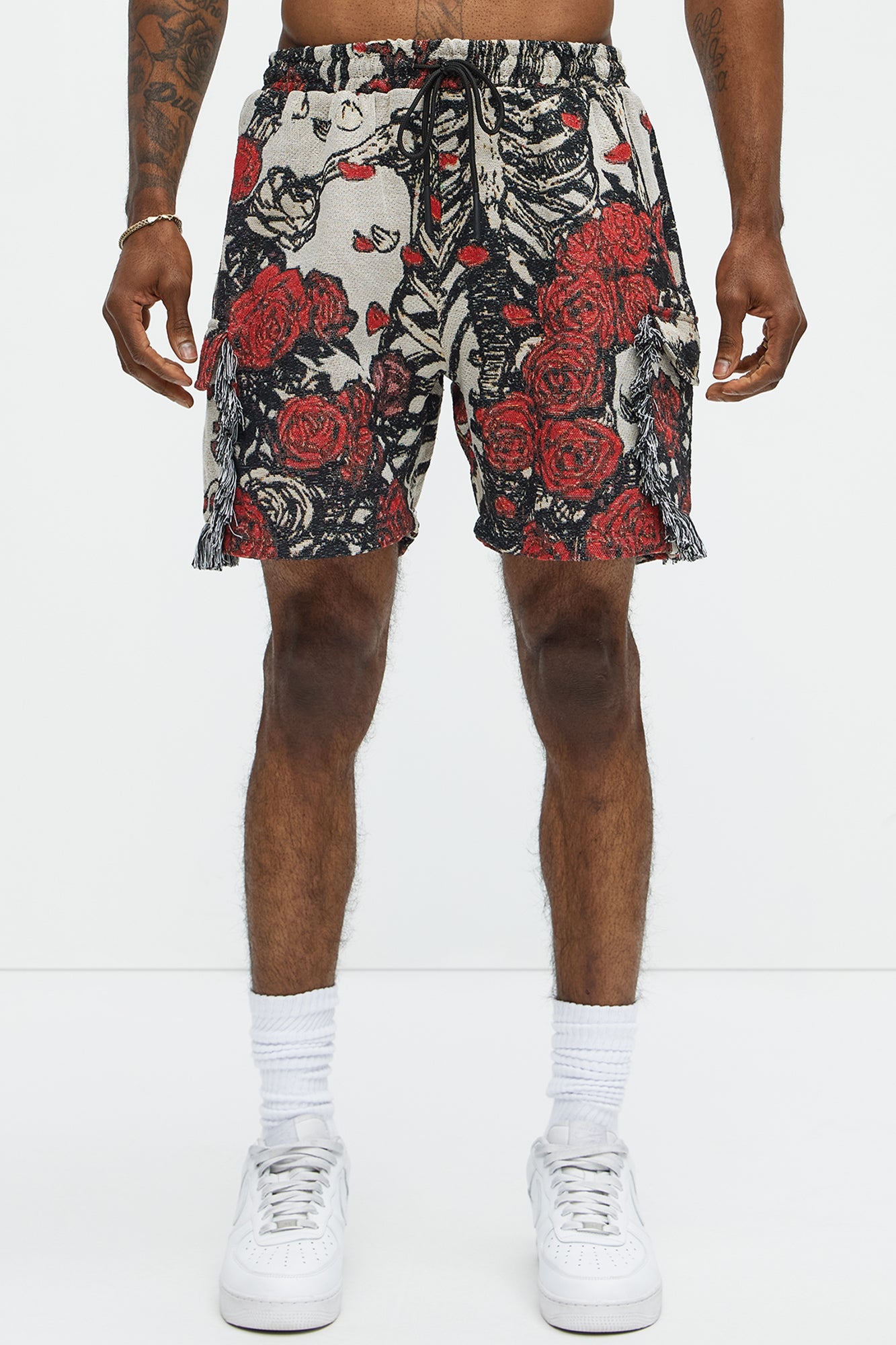 Petals Tapestry Shorts - Red/combo - Image 3