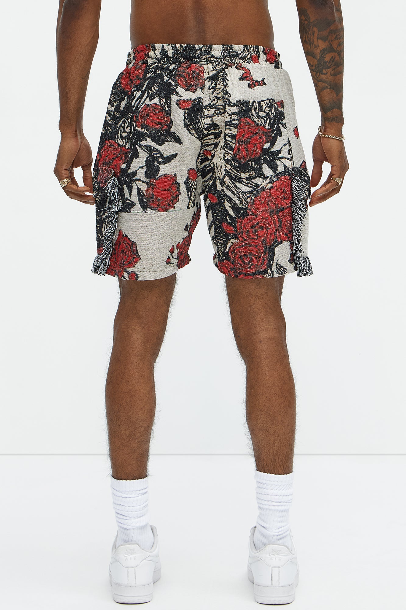 Petals Tapestry Shorts - Red/combo - Image 6