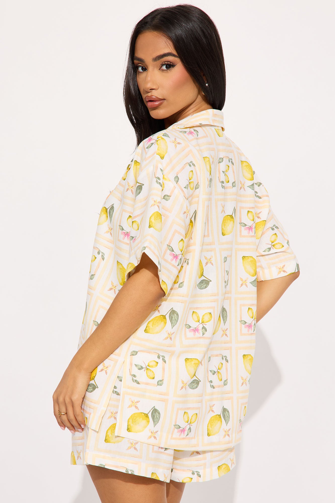 Taste Of Summer Linen Short Set - Yellow/combo - Image 3