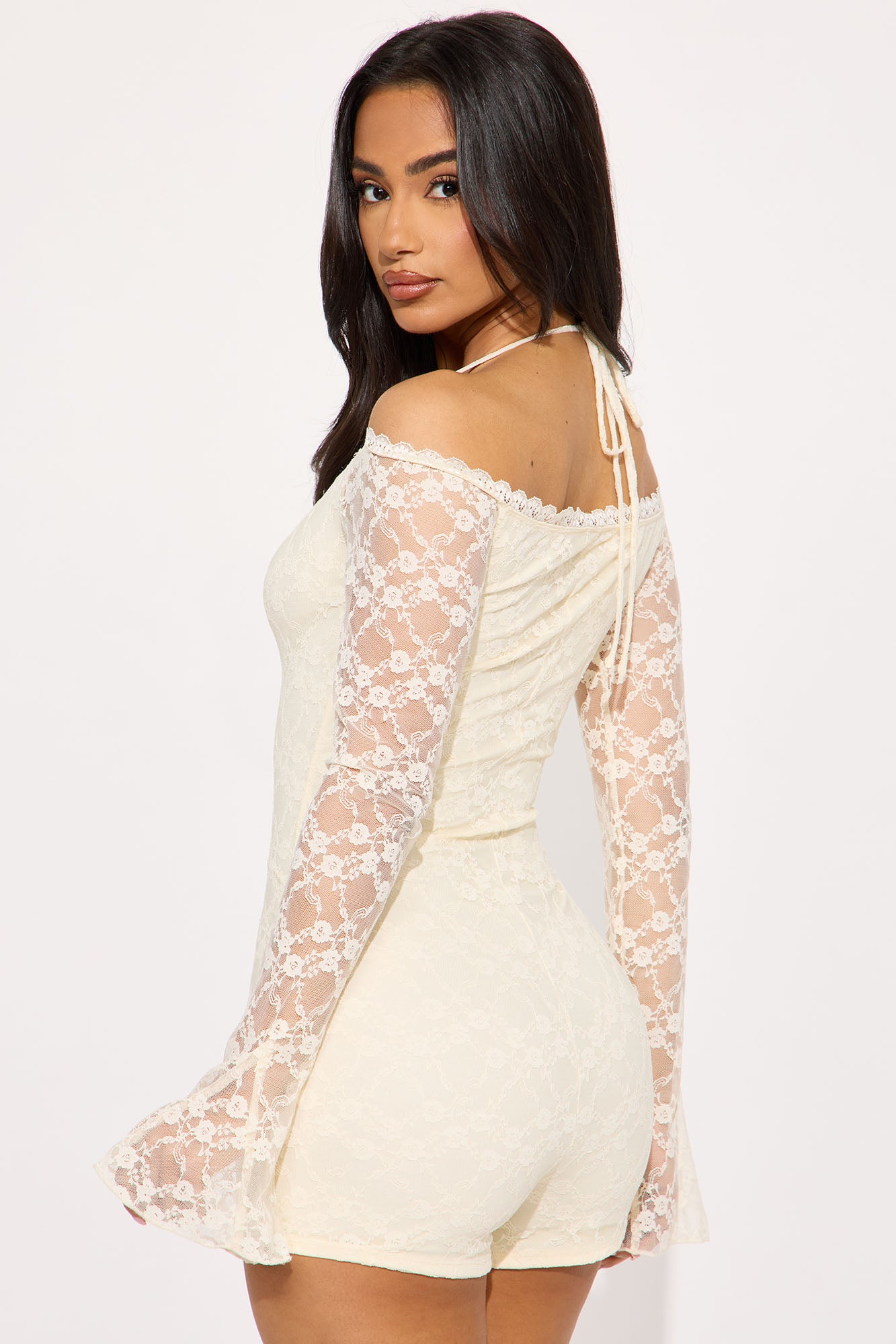 Vibe With Me Lace Romper - Cream - Image 3
