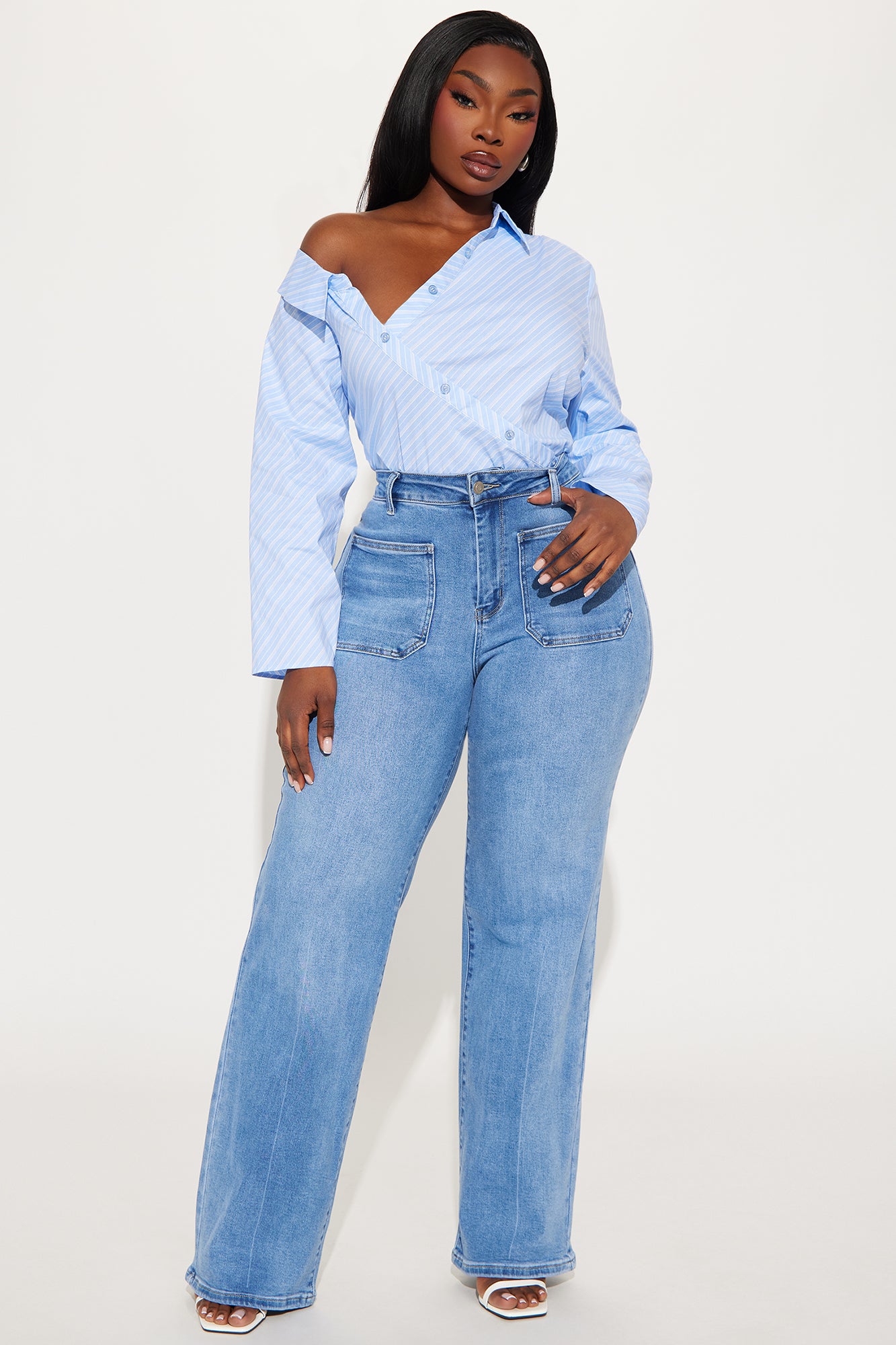 Mila Stretch Straight Leg Jeans - Light Wash - Image 4
