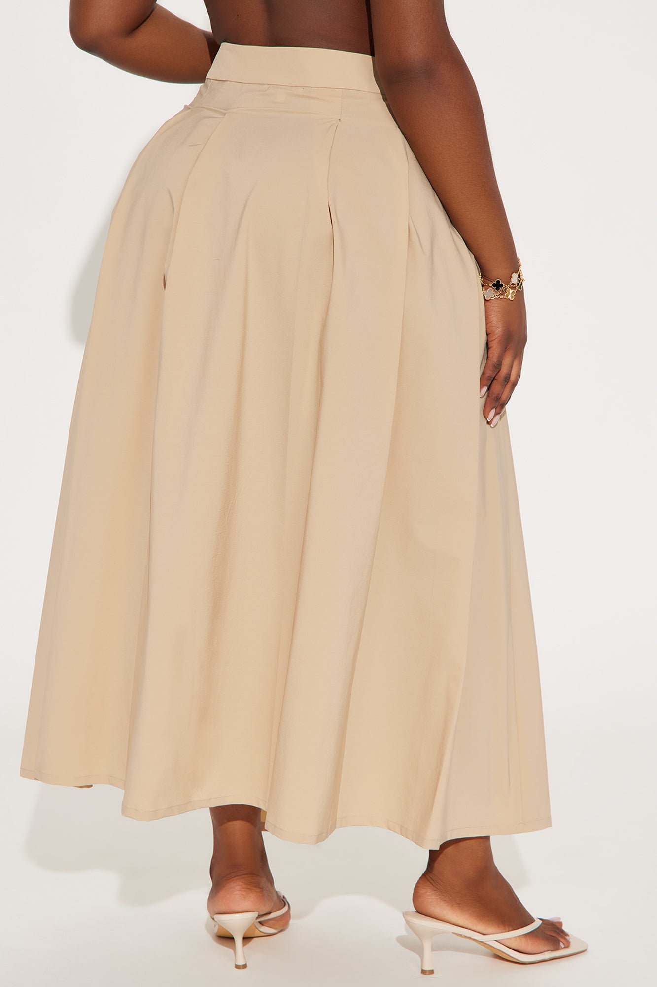 Alayah Pleated Maxi Skirt - Khaki - Image 6