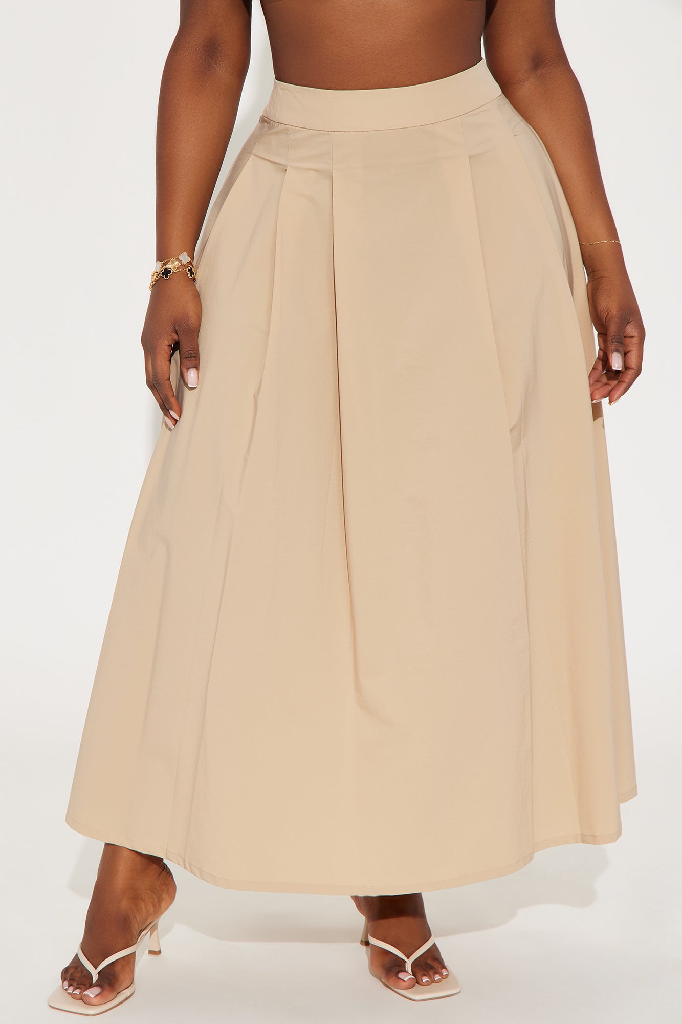 Alayah Pleated Maxi Skirt - Khaki - Image 5