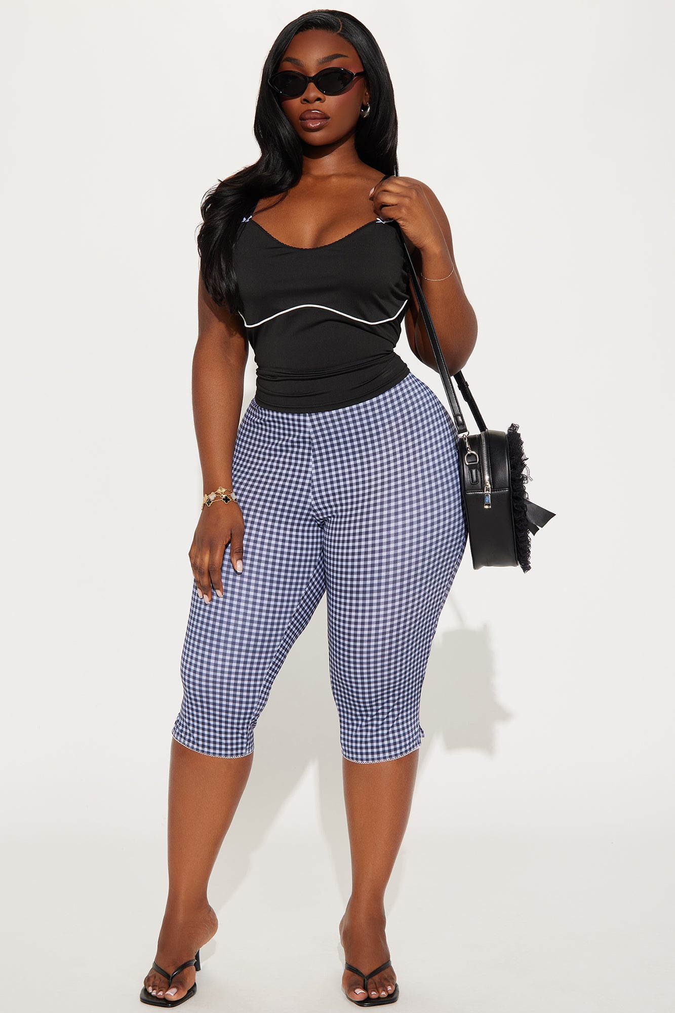 Cara Gingham Capri Legging - Black/combo - Image 4