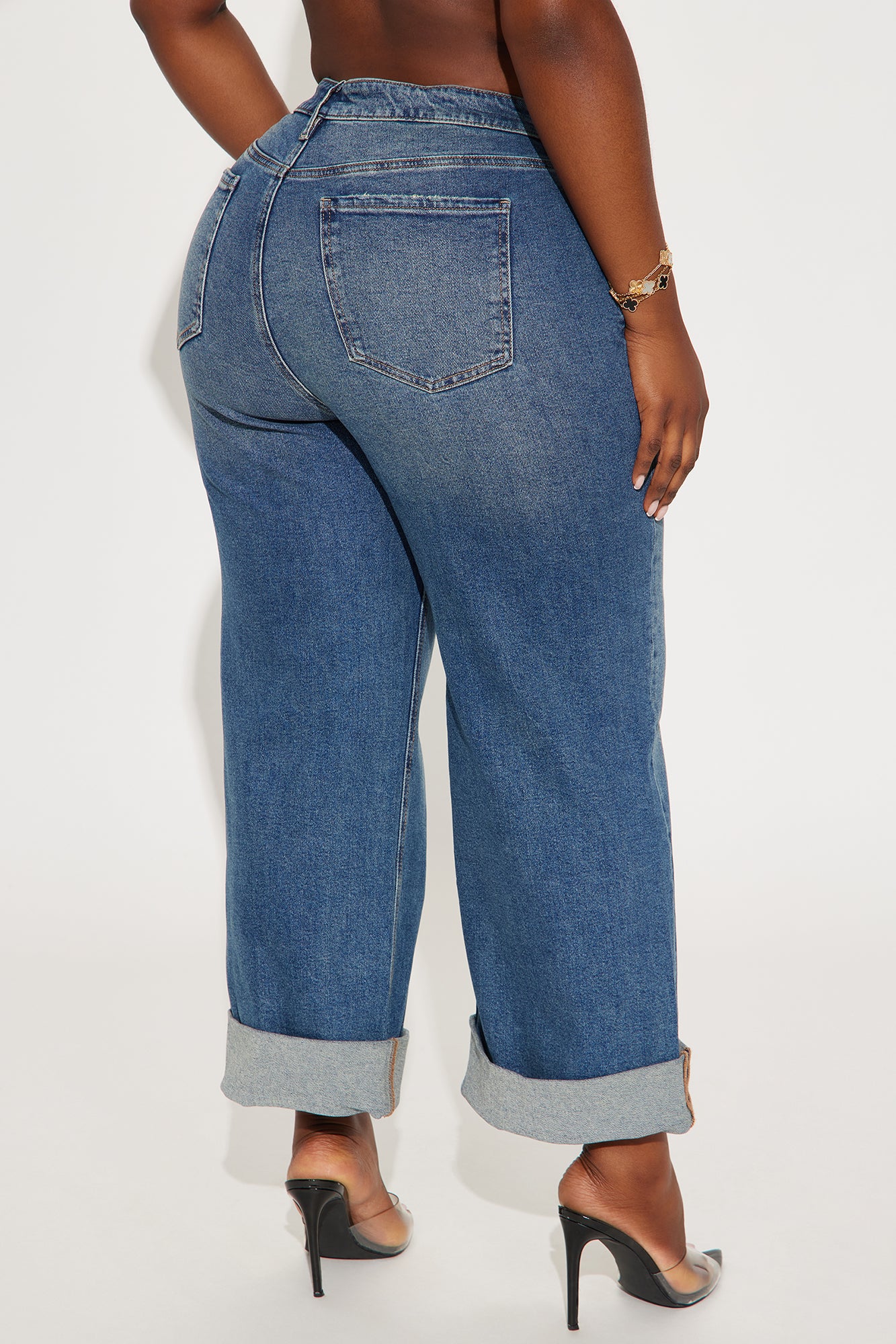 Miranda Cuffed Wide Leg Crop Jean - Dark Wash - Image 7