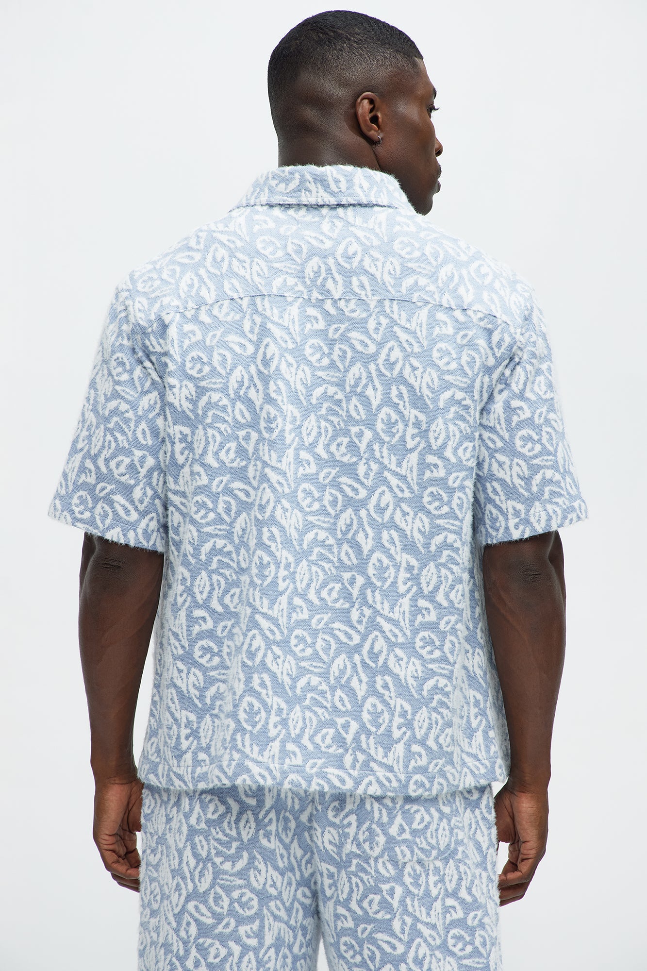 Jacquard Foliage Short Sleeve Shirt - Blue/combo - Image 4