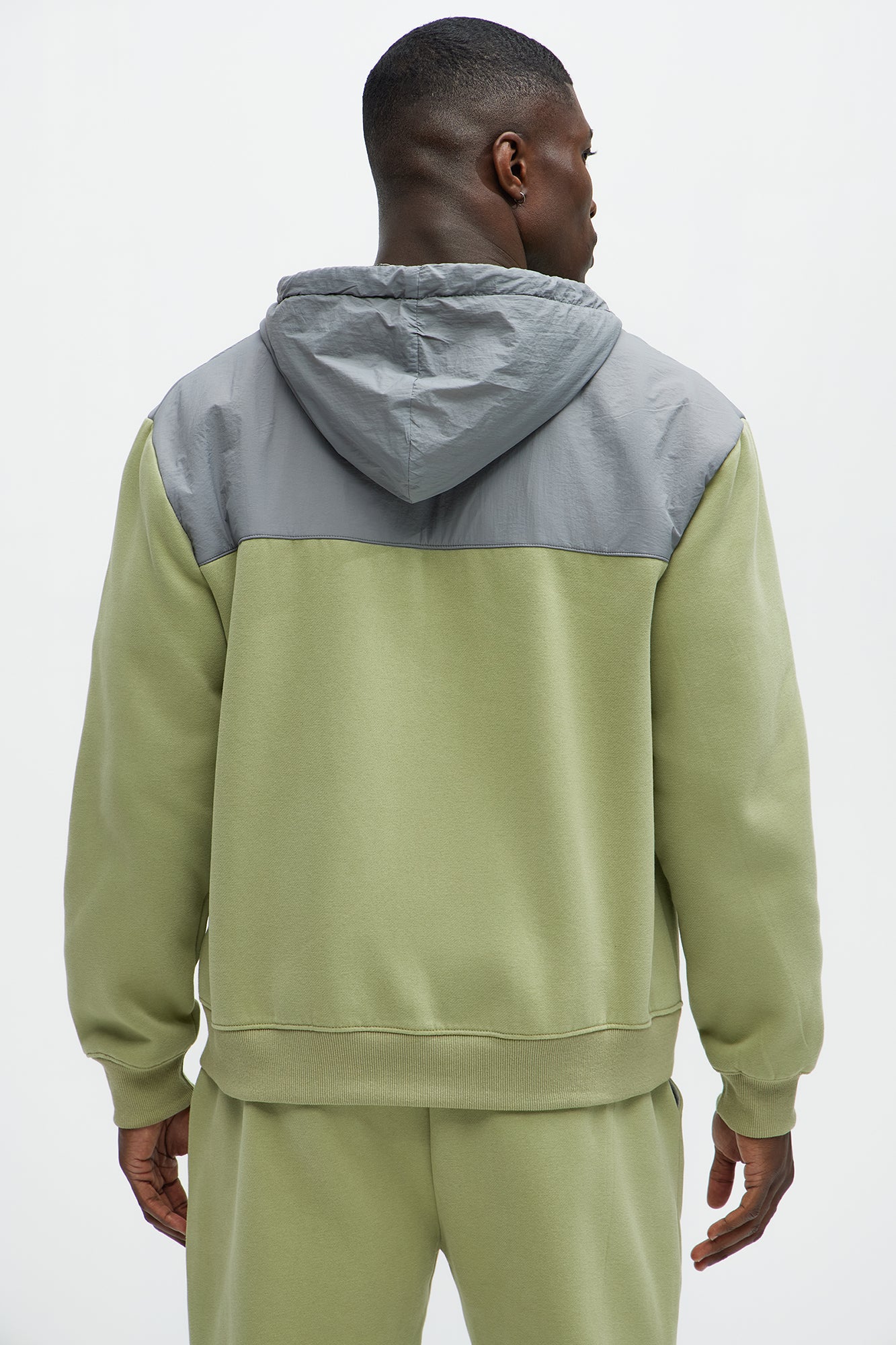 Diamond Zip Up Hoodie - Olive - Image 5