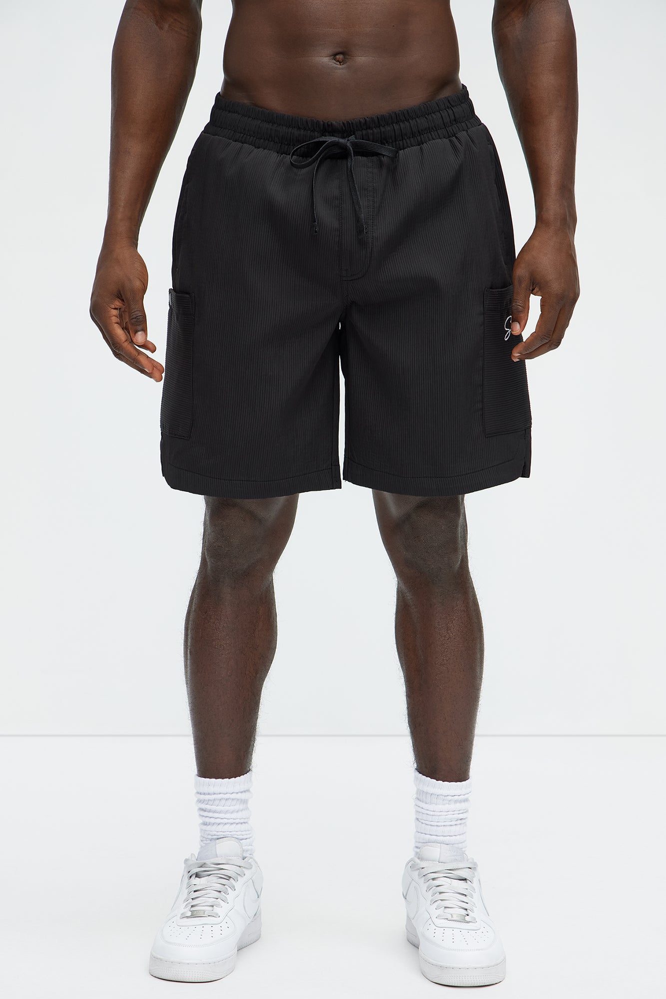 Saint Embroidered Relaxed Shorts - Black - Image 3