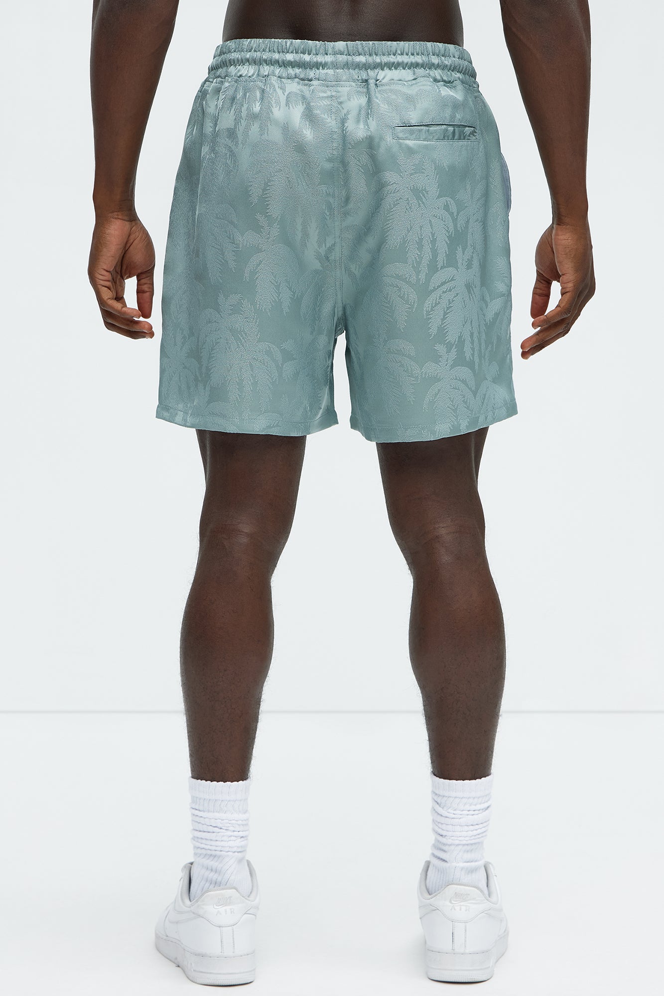 Palm Trees Jacquard Relaxed Shorts - Green - Image 5