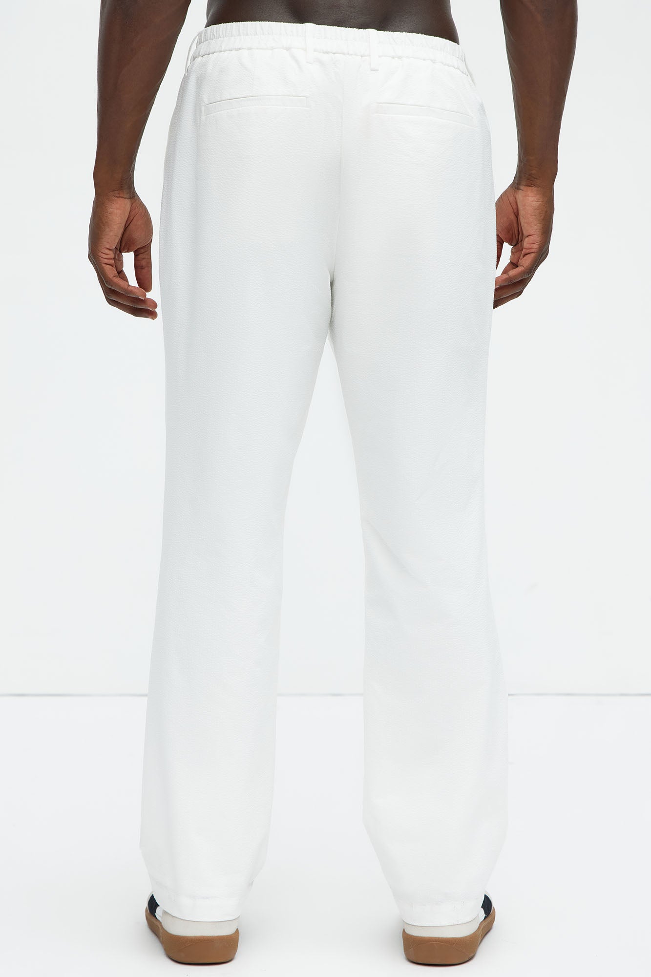 Seersucker Pleated Pants - White - Image 5