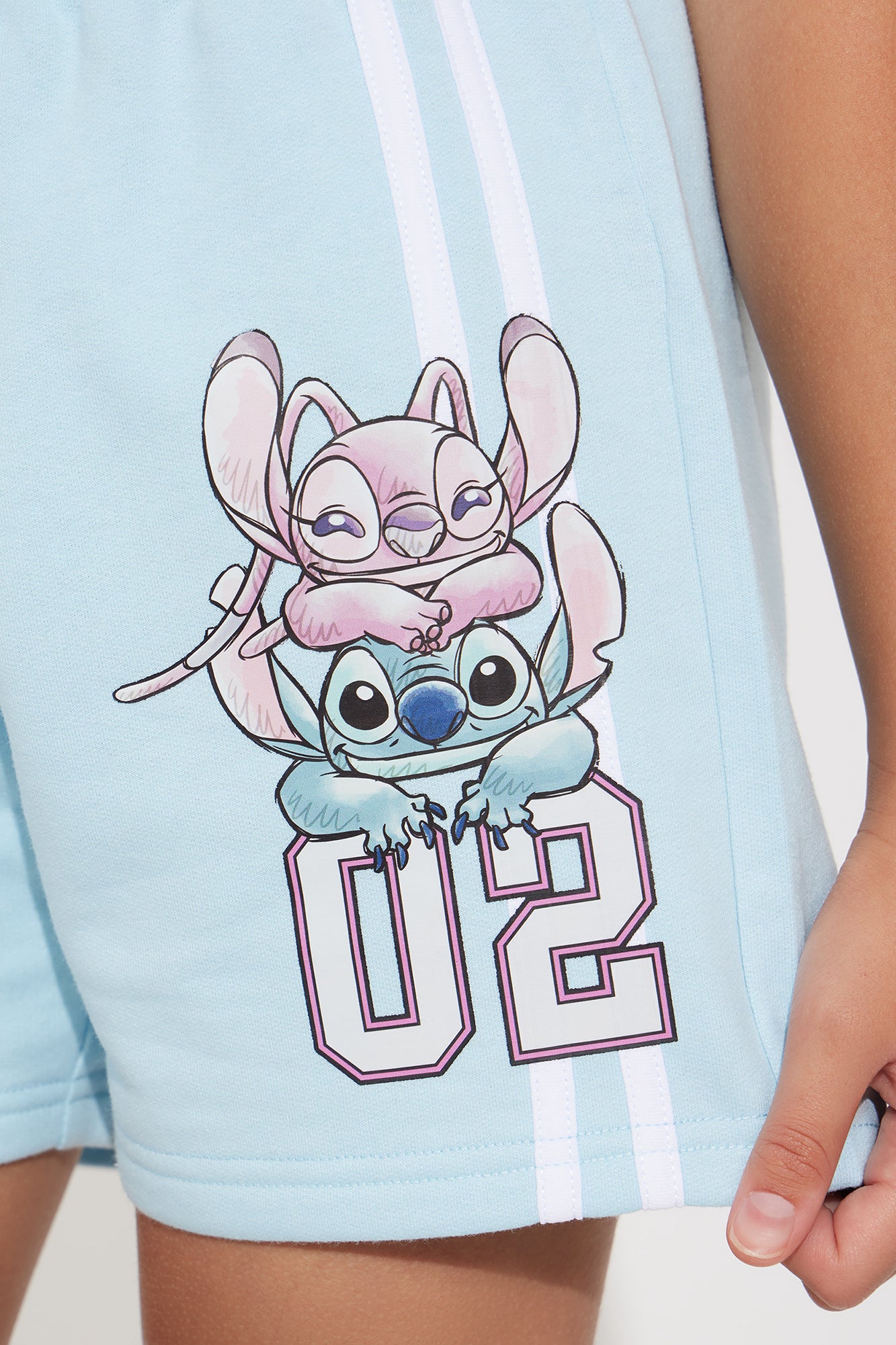 Mini Stitch And Angel Short Set - White/Blue - Image 4