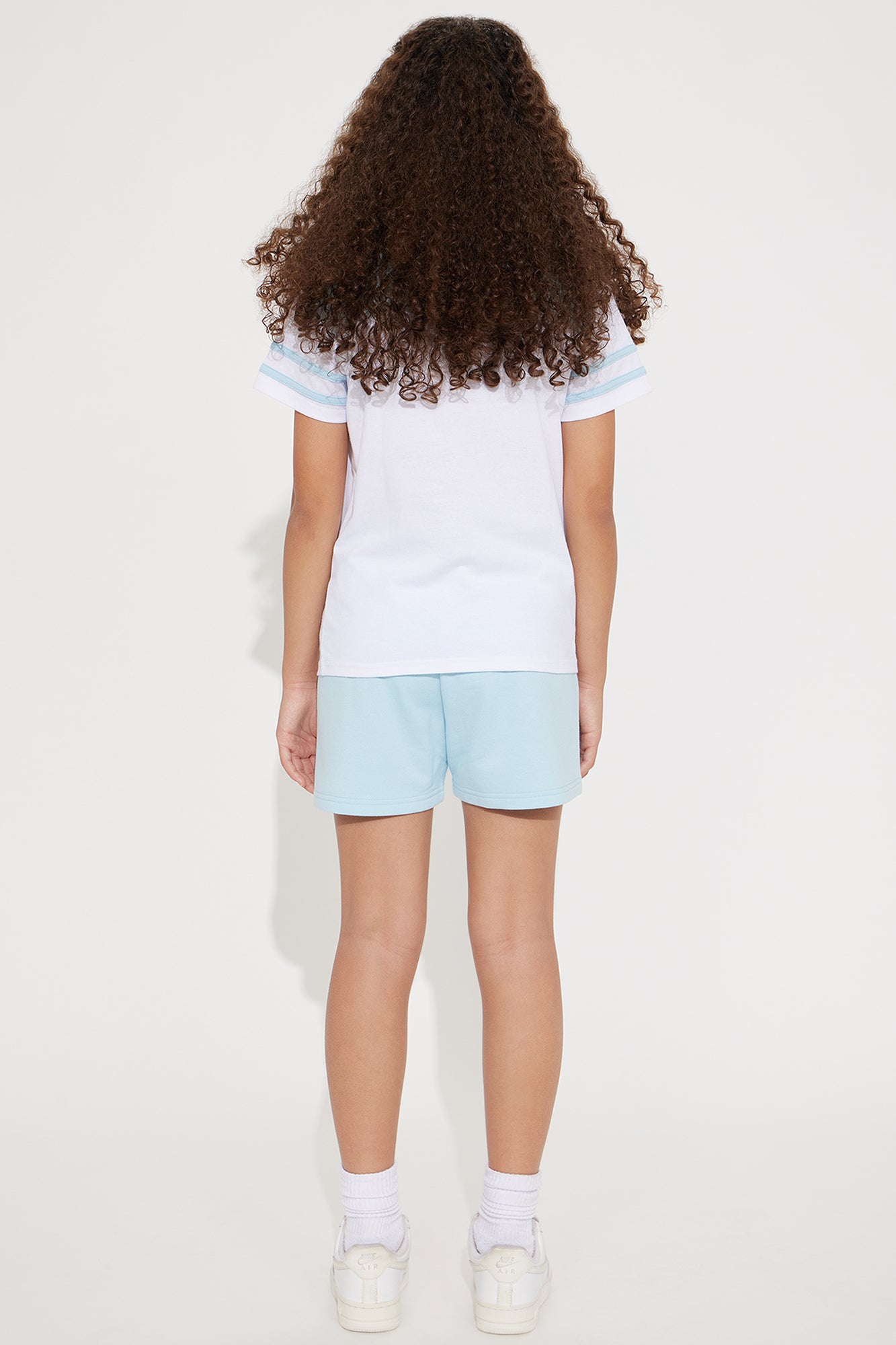 Mini Stitch And Angel Short Set - White/Blue - Image 5