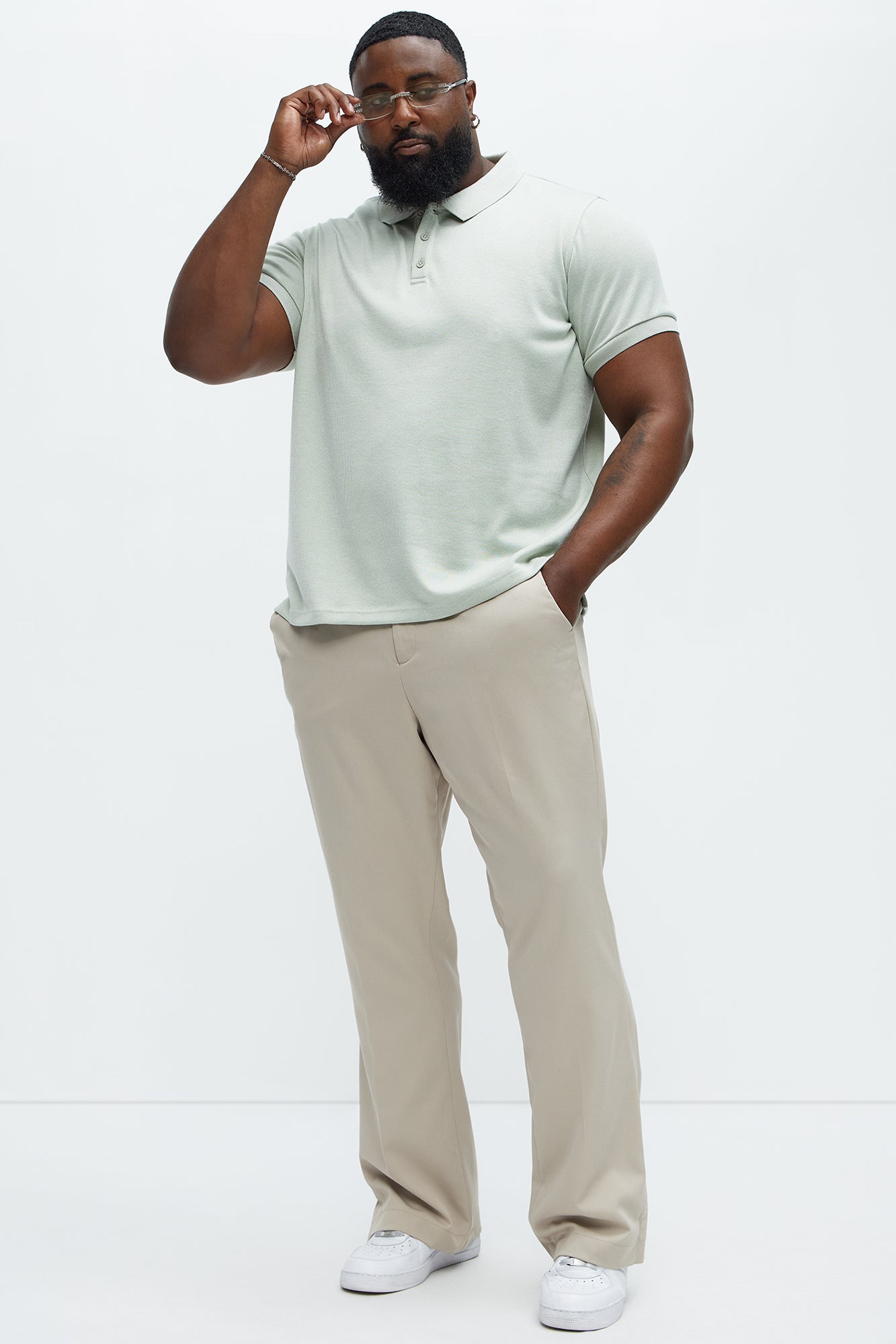 Subtle Stripes Textured Polo - Sage - Image 6