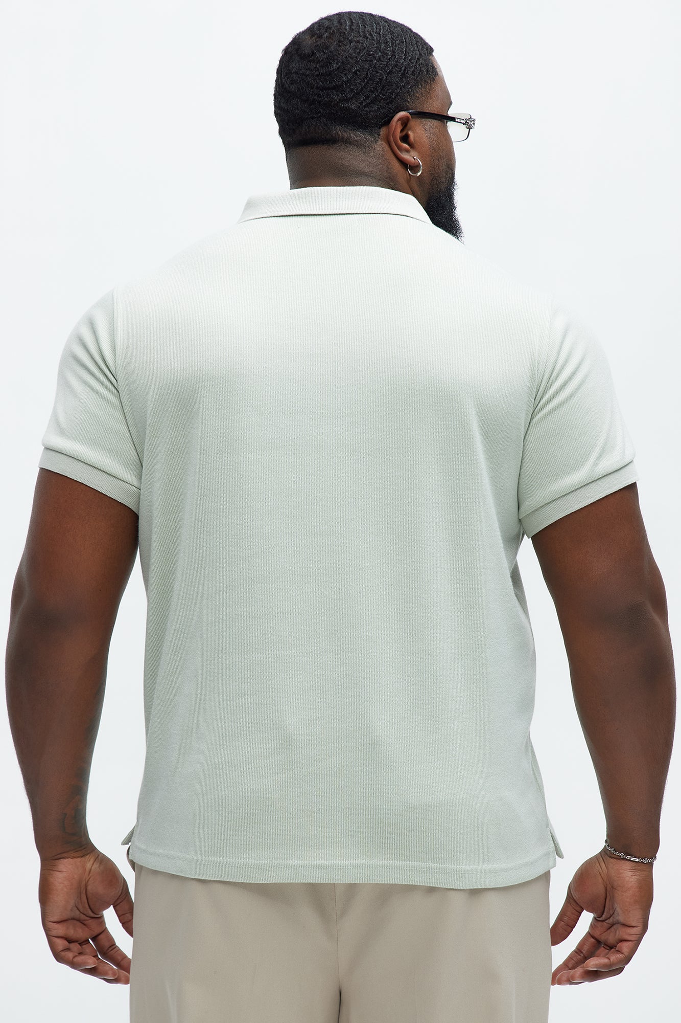 Subtle Stripes Textured Polo - Sage - Image 8