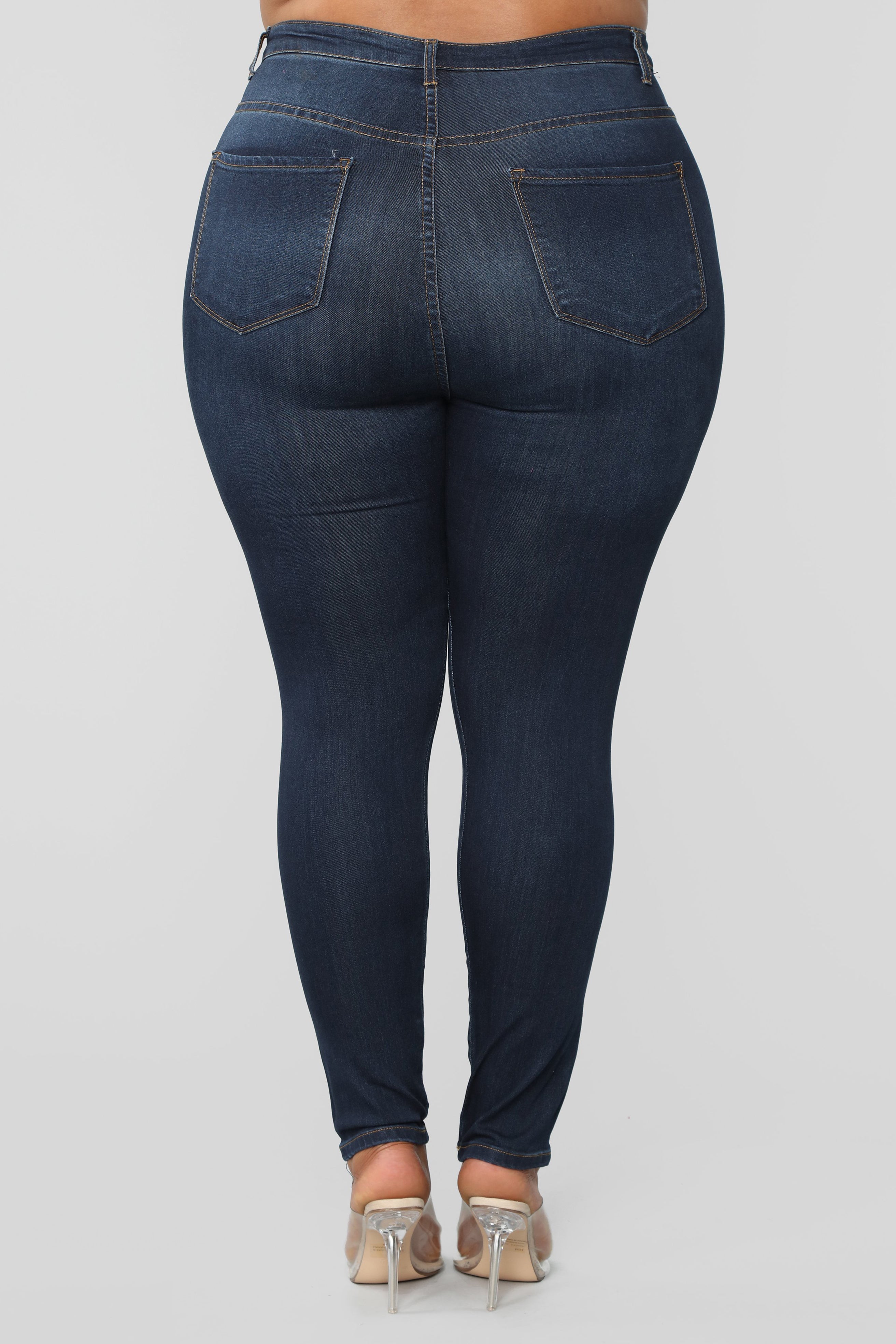 Classic High Waist Skinny Jeans - Dark Denim - Image 8