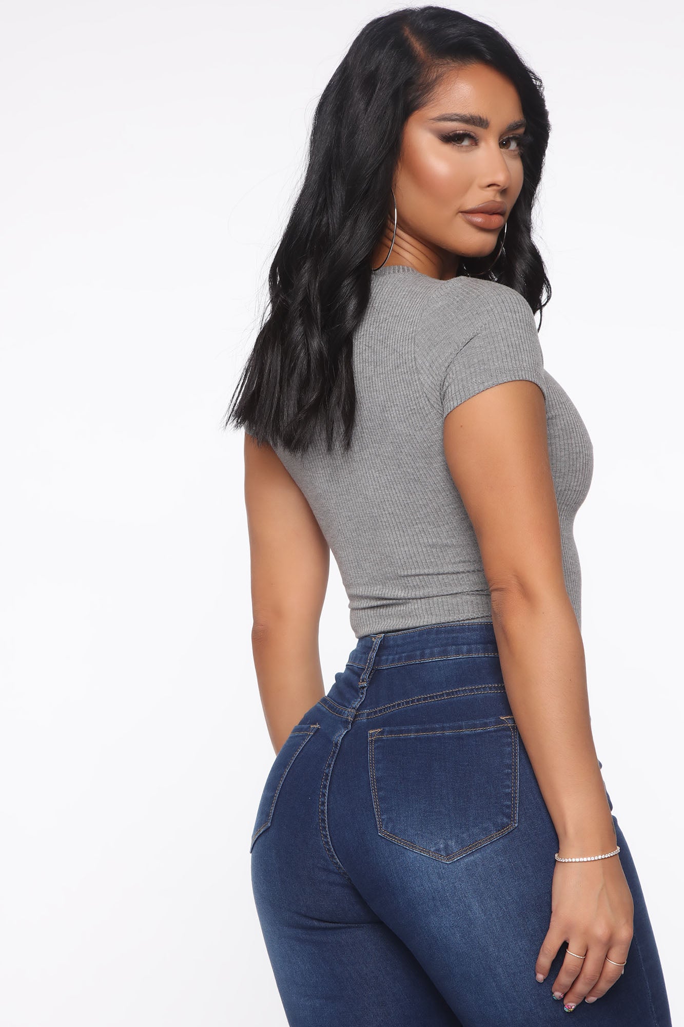 Aliza Ribbed Bodysuit - Heather Grey - Image 4