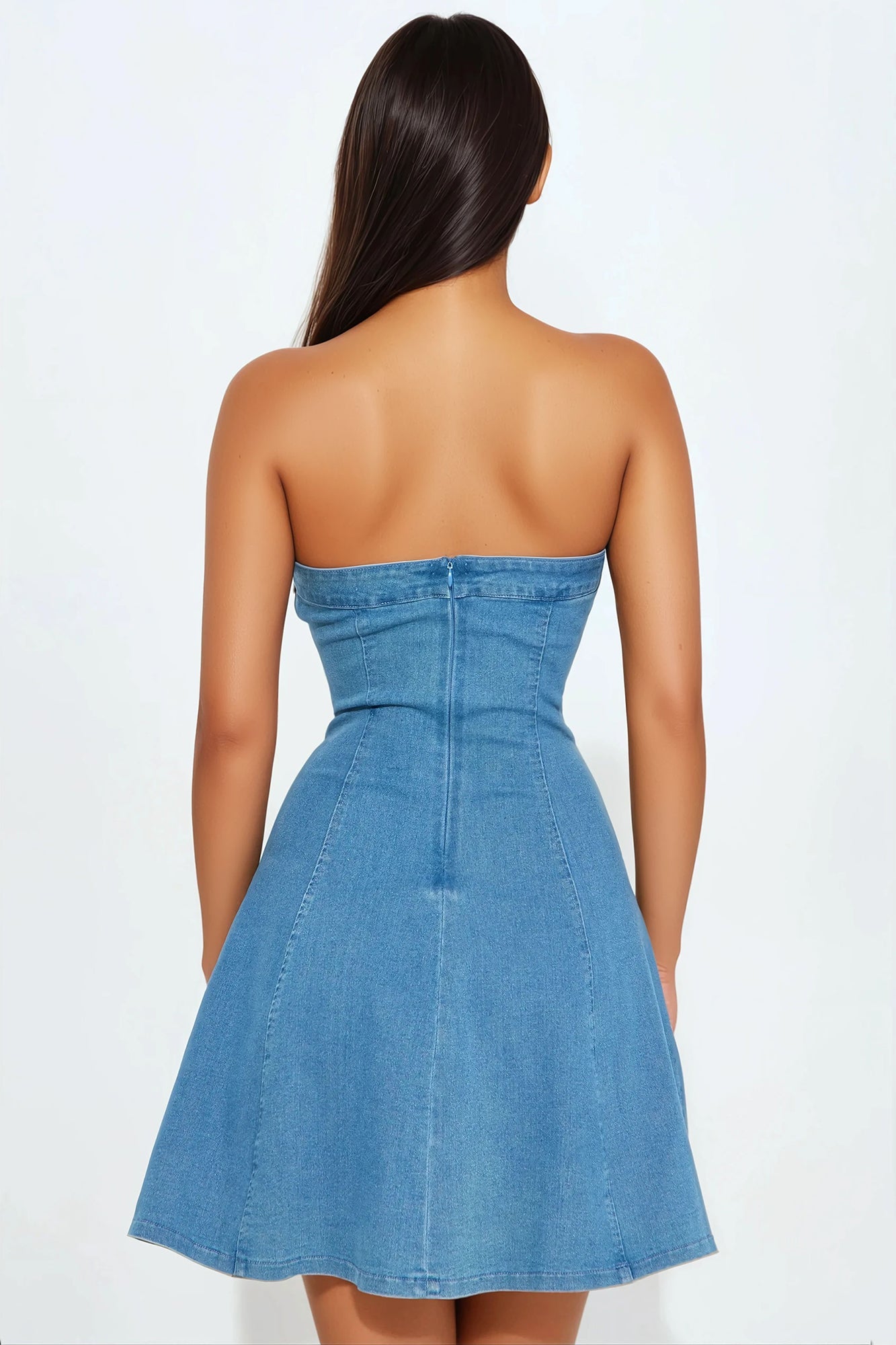 Ruthie Denim Mini Dress - Medium Wash - Image 3