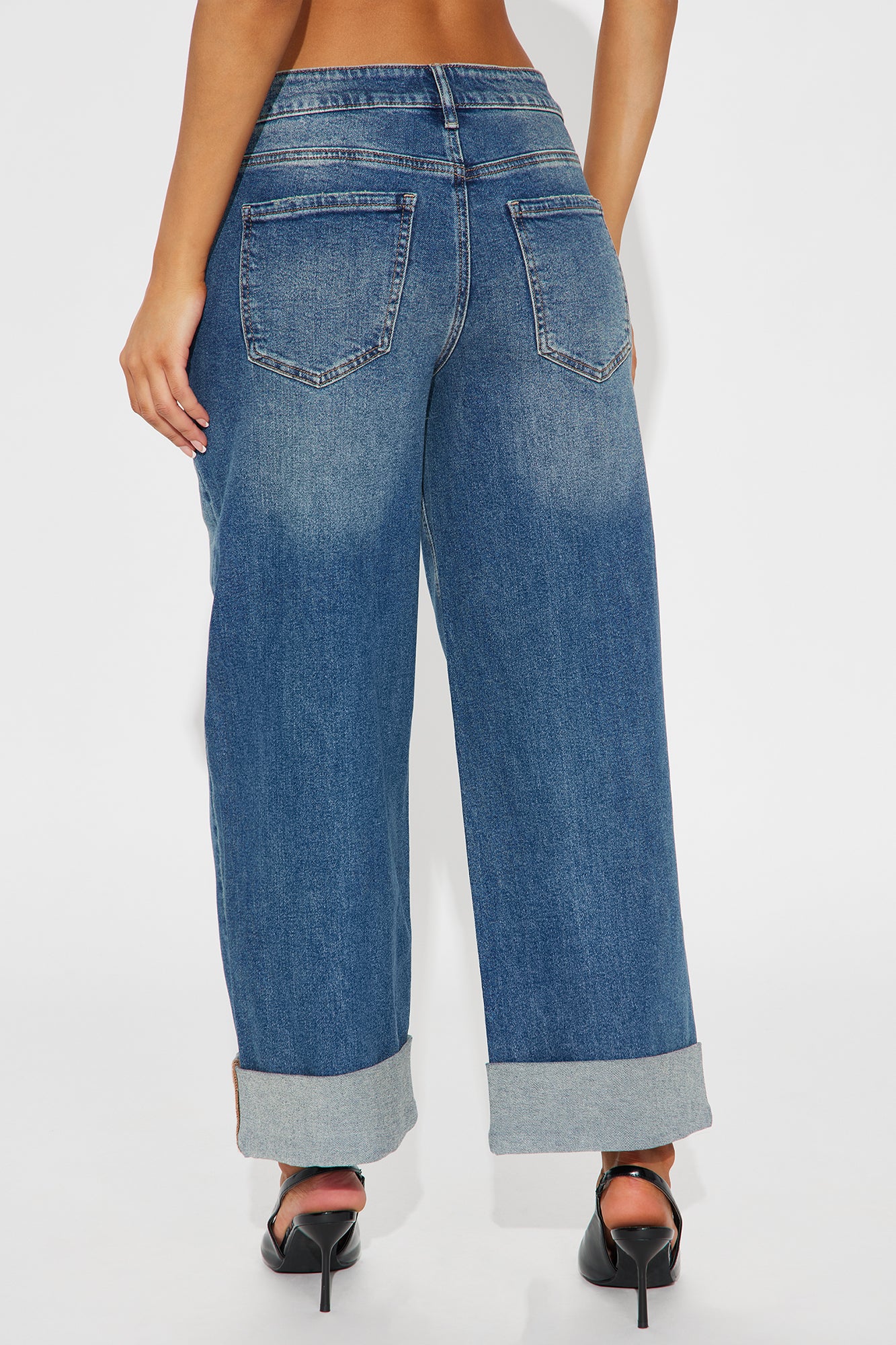 Miranda Cuffed Wide Leg Crop Jean - Dark Wash - Image 4