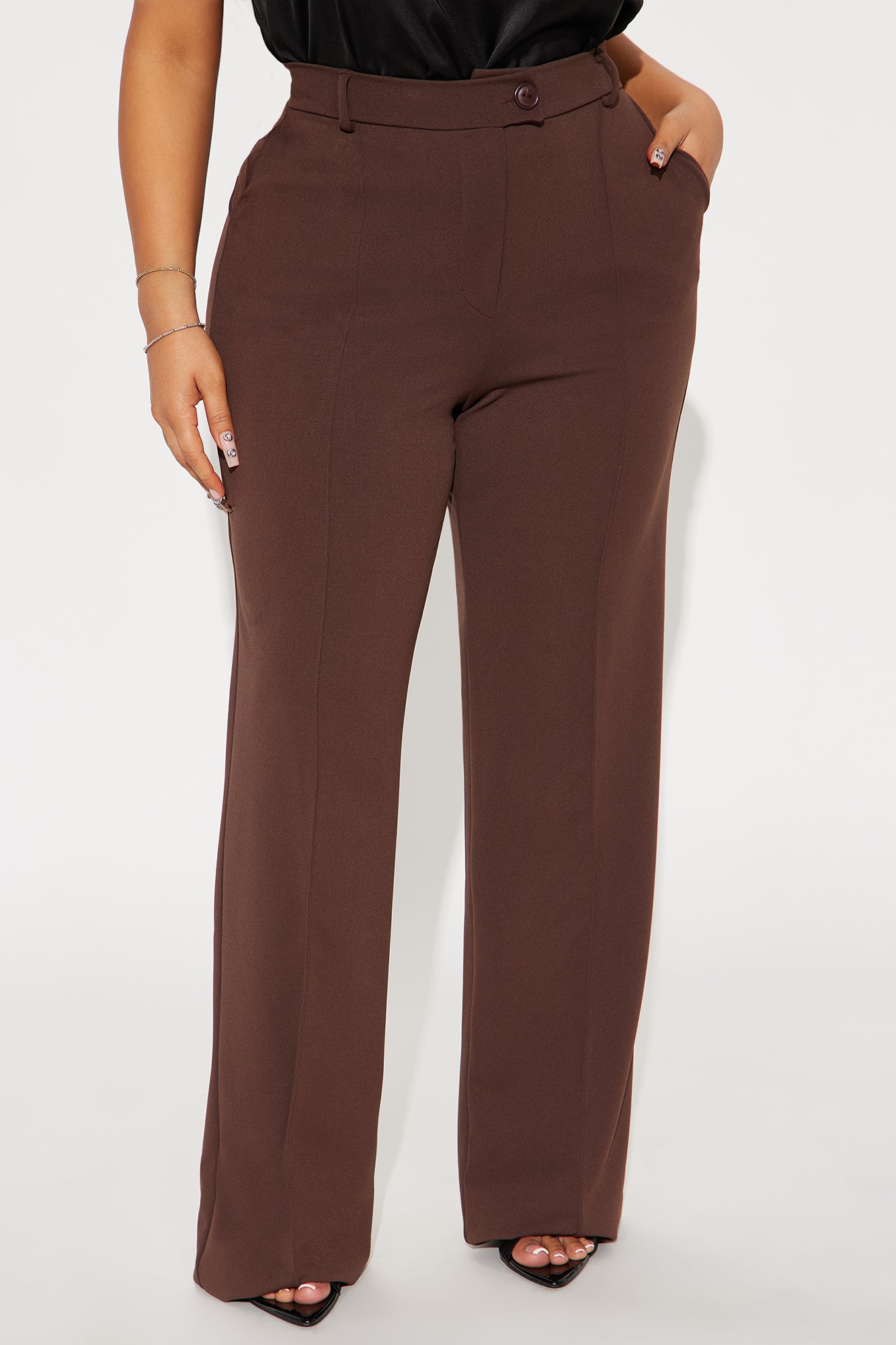 Tall Heidi Wide Leg Trouser Pant - Chocolate - Image 5