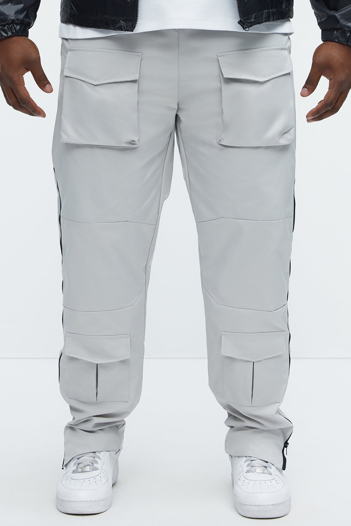 All Along Zipper Straight Nylon Cargo Pants - Grey - Image 8