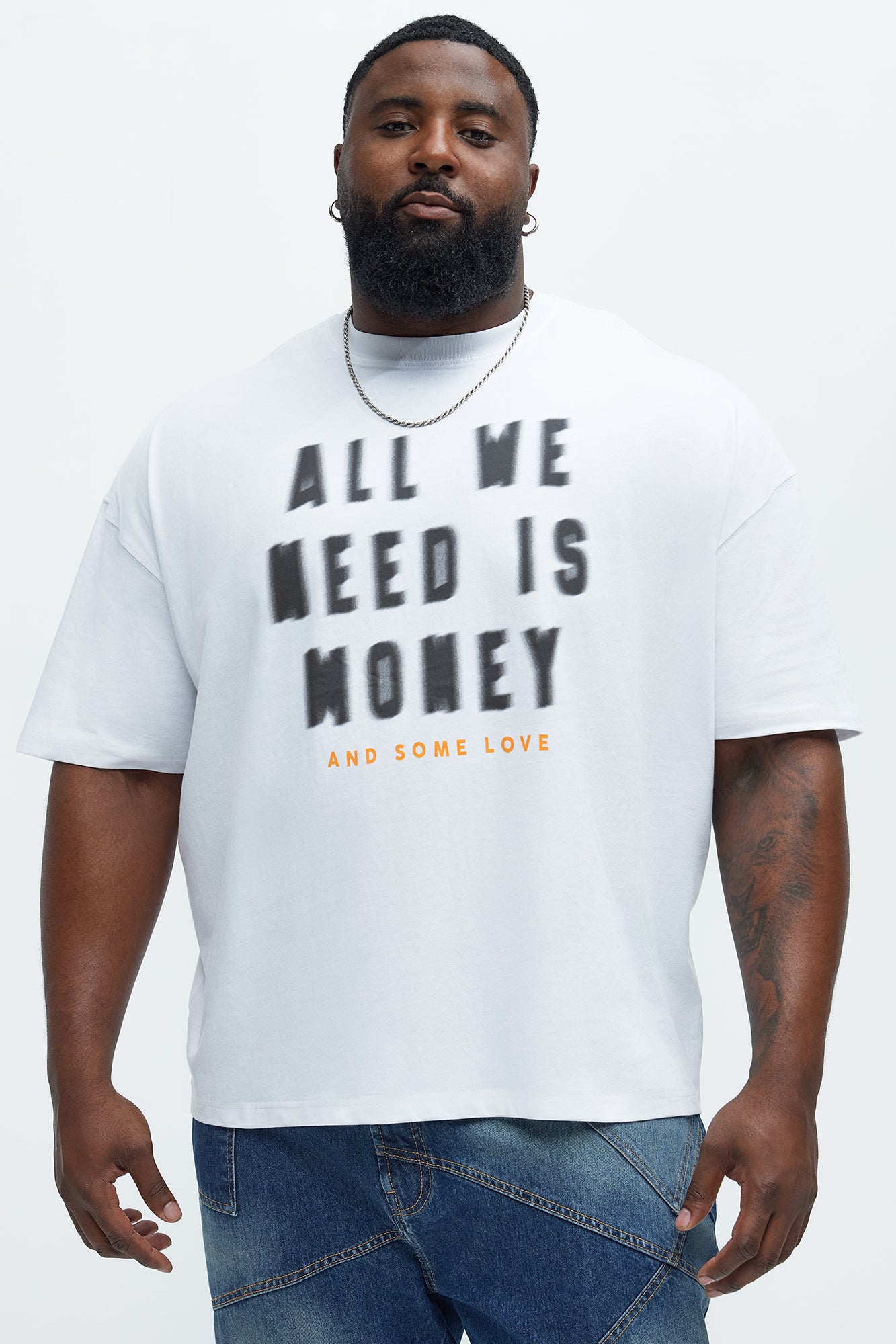 All We Need Is Money Oversized Short Sleeve Tee - White - Image 4