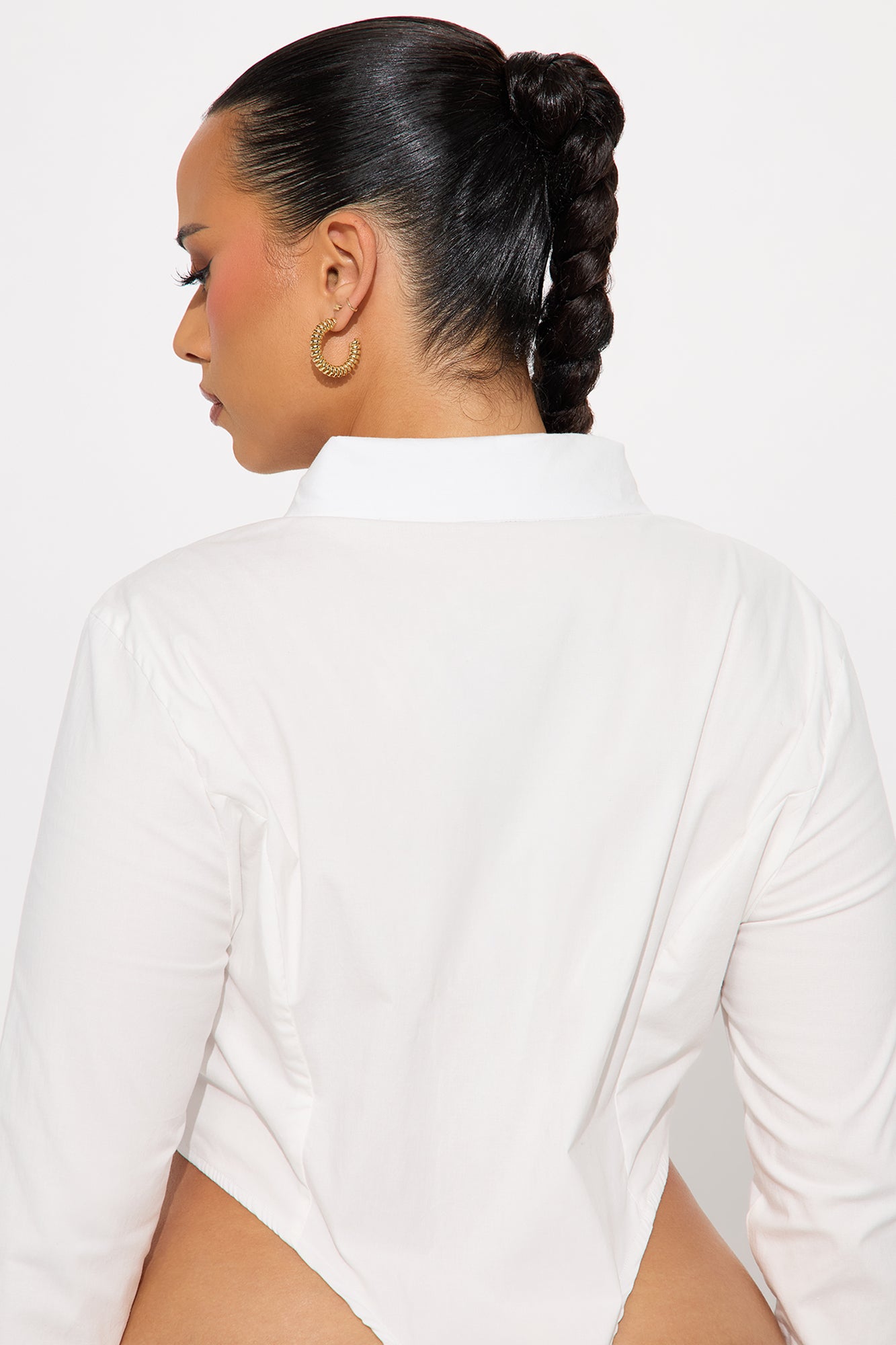 Rasheida Poplin Tie Bodysuit - White/Black - Image 7