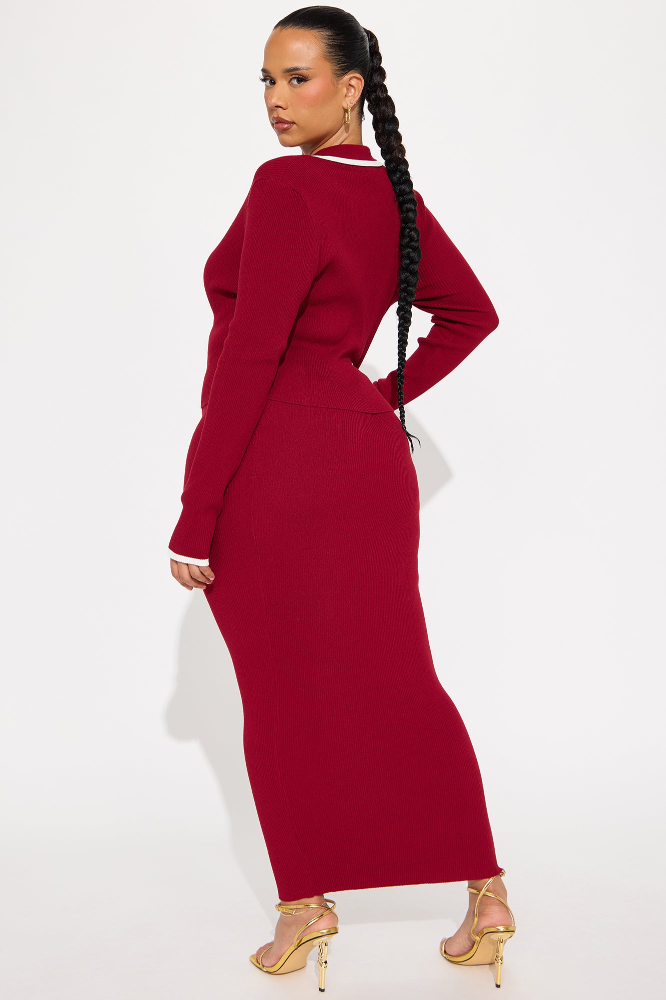 The Charlotte Maxi Skirt Set - Wine - Image 6