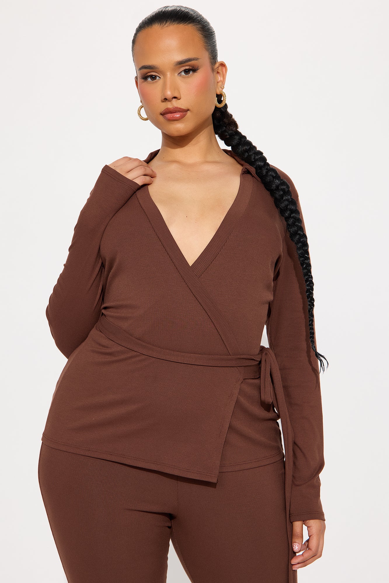 Cindy Wrap Top And Legging Set - Chocolate - Image 5