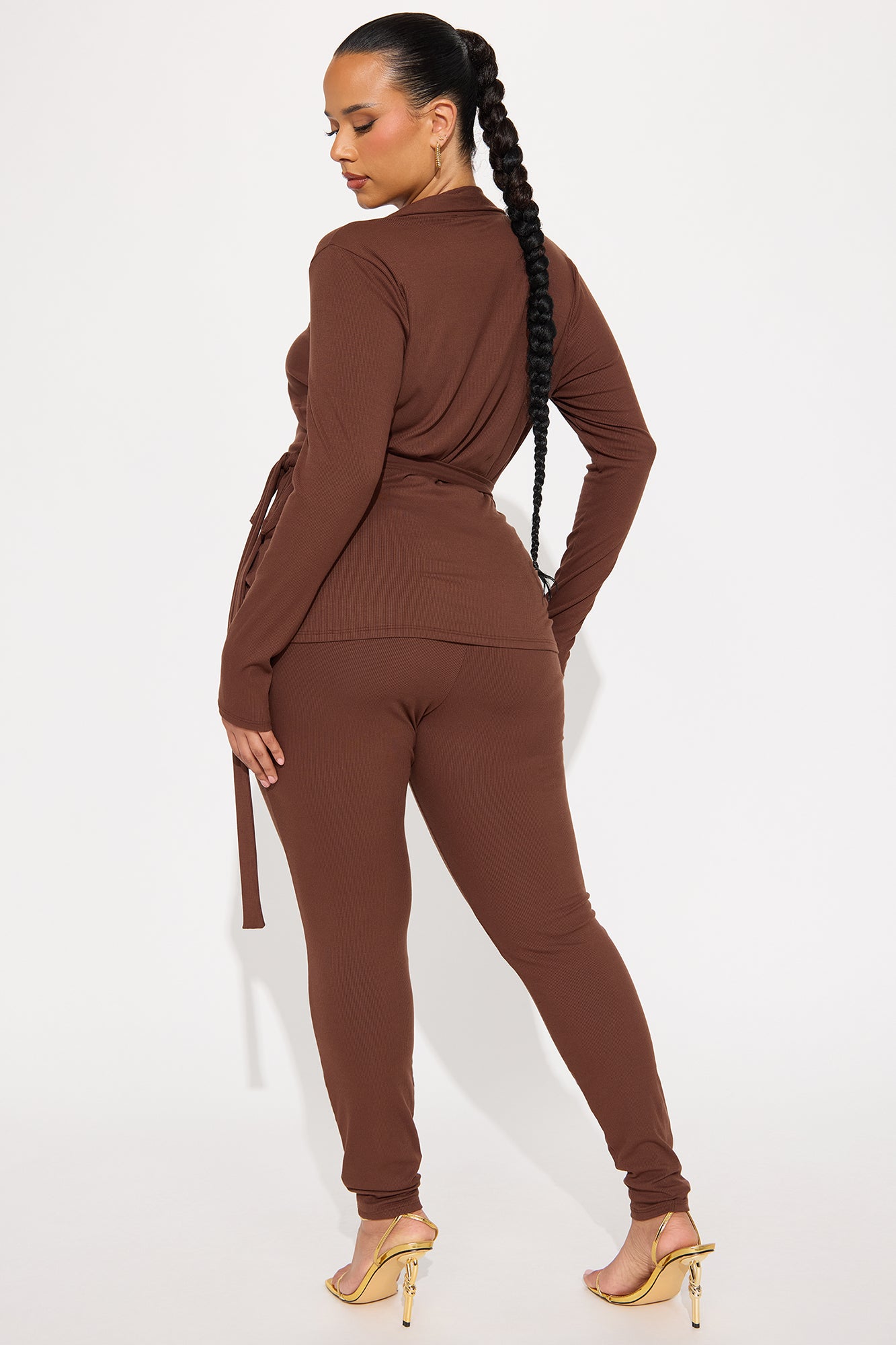 Cindy Wrap Top And Legging Set - Chocolate - Image 6