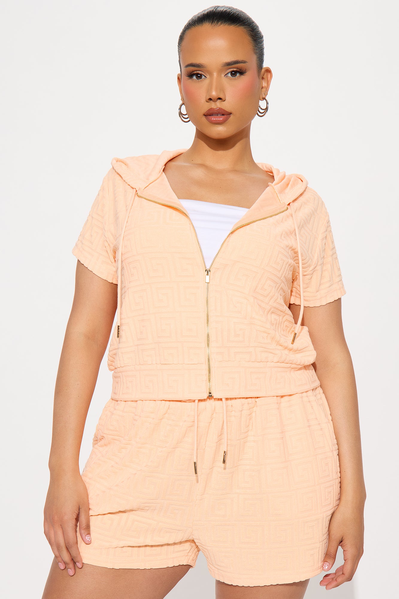 Elyna Terry Cloth Short Set - Peach - Image 4