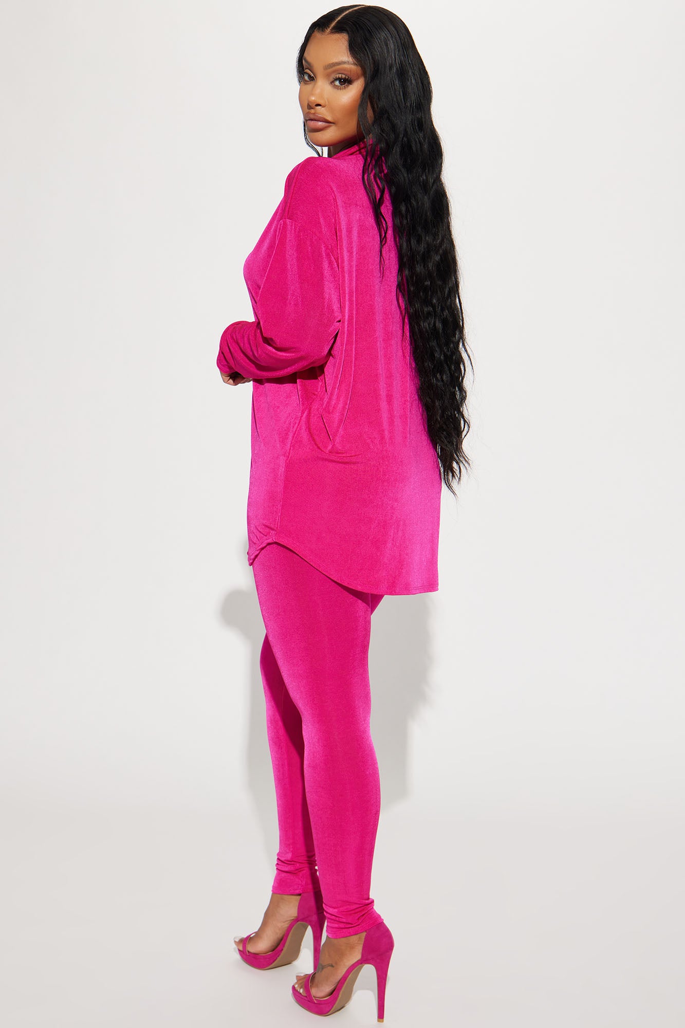 Don't Stop Slinky Legging Set - Fuchsia - Image 3