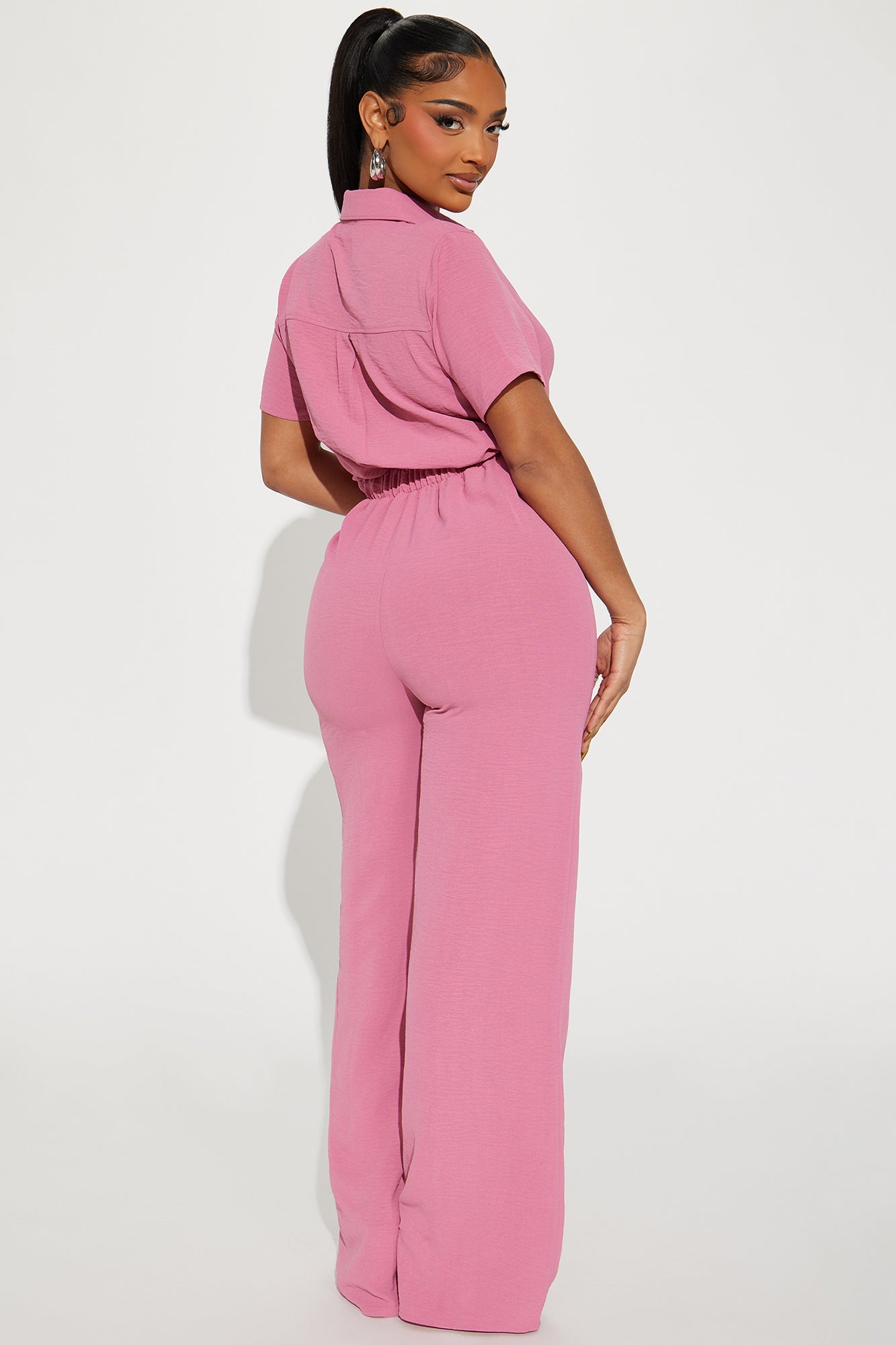 Makenzie Short Sleeve Jumpsuit - Mauve - Image 3