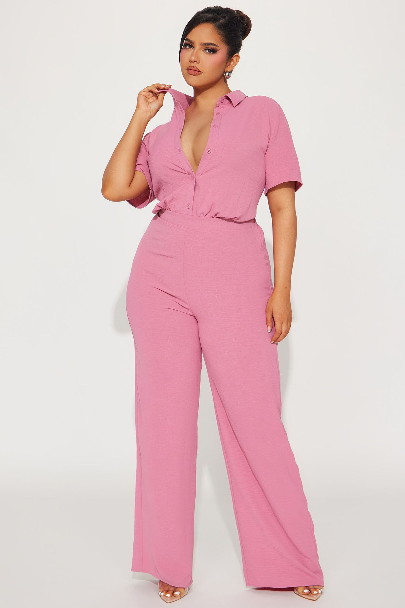 Makenzie Short Sleeve Jumpsuit - Mauve - Image 4