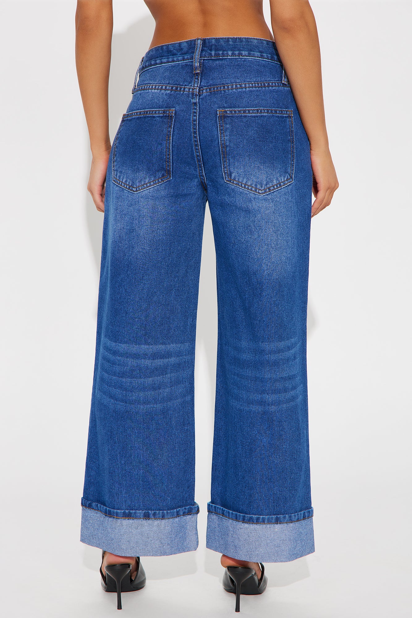 Payge Cuffed Wide Leg Jeans - Dark Wash - Image 4