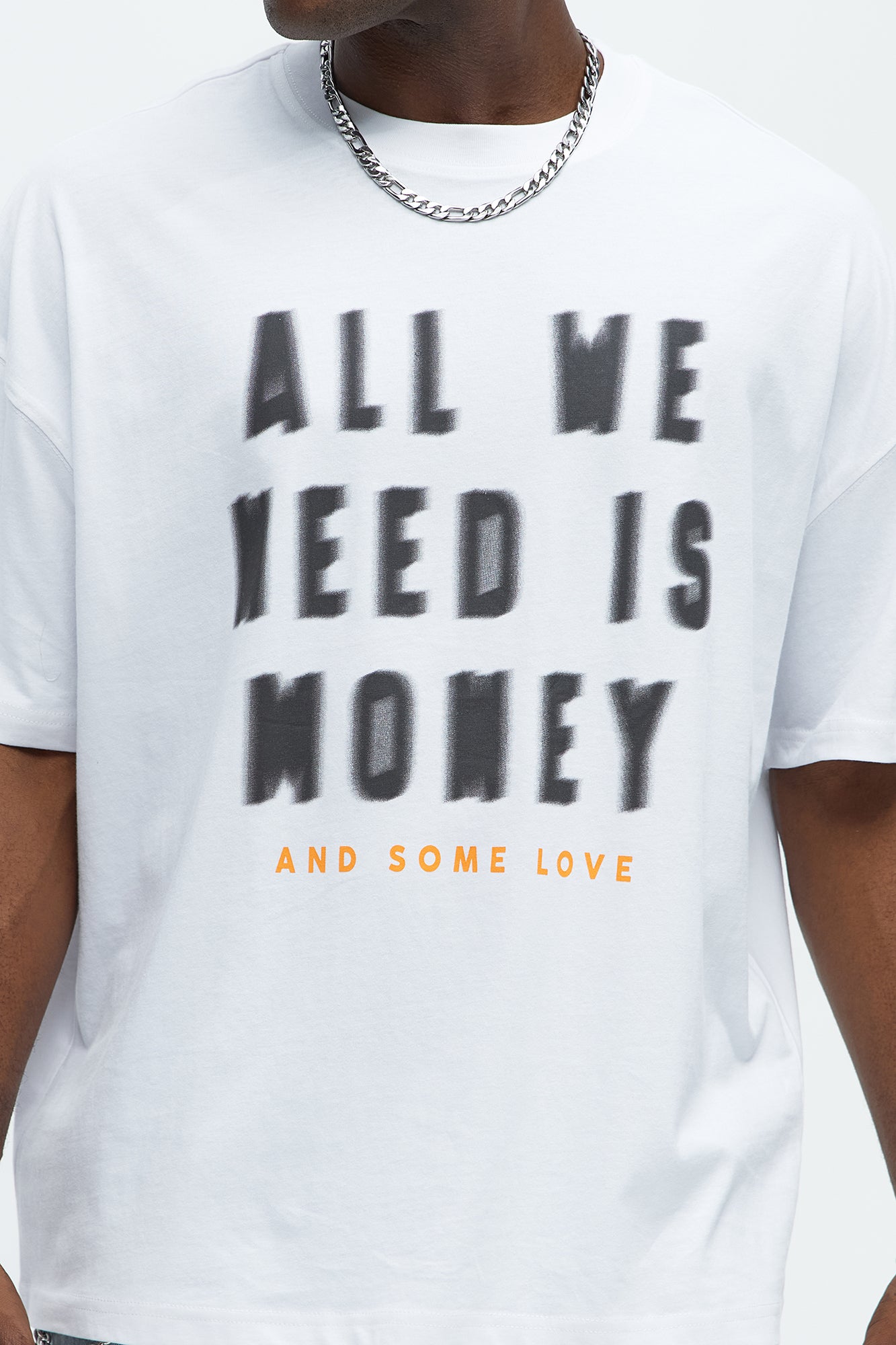 All We Need Is Money Oversized Short Sleeve Tee - White - Image 3