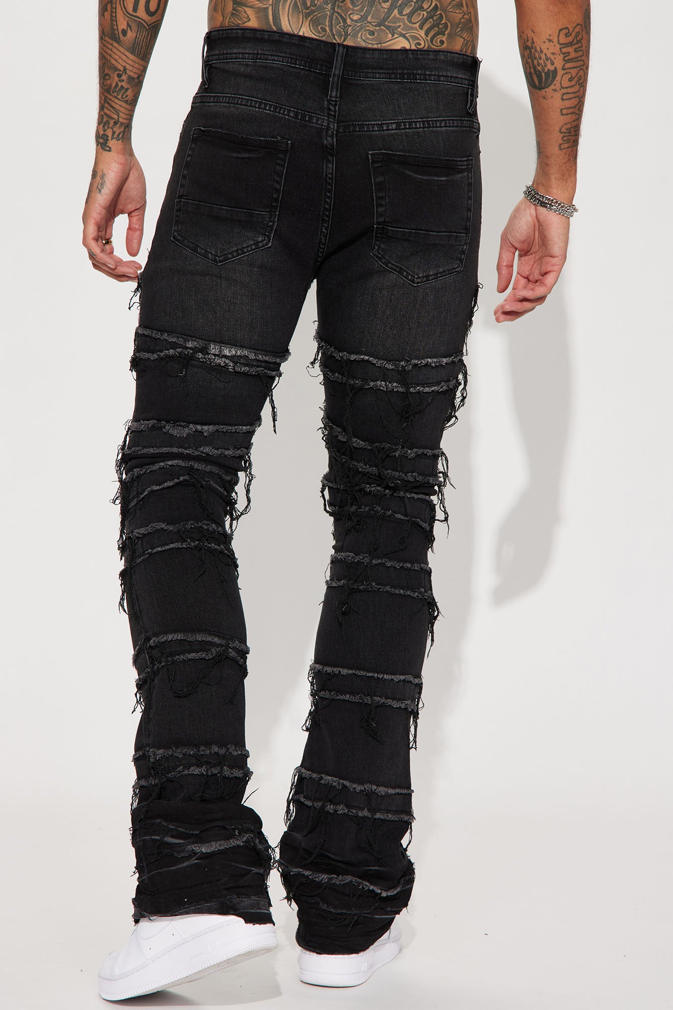 About Fray Stacked Skinny Flare Jeans - Black Wash - Image 4