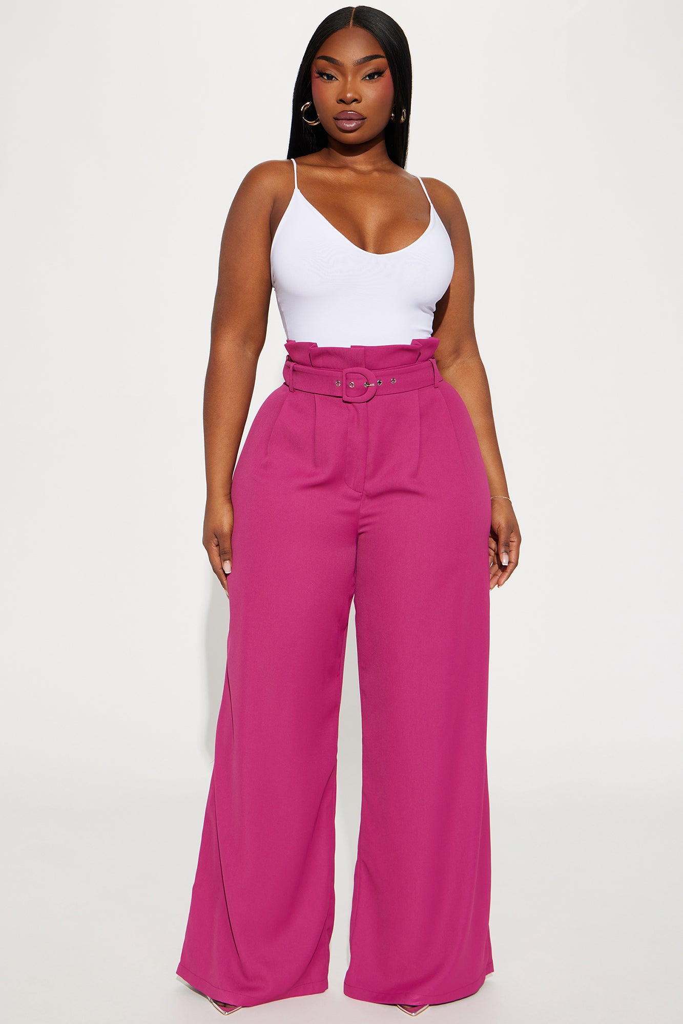 When You're Ready Belted Trouser - Magenta - Image 4