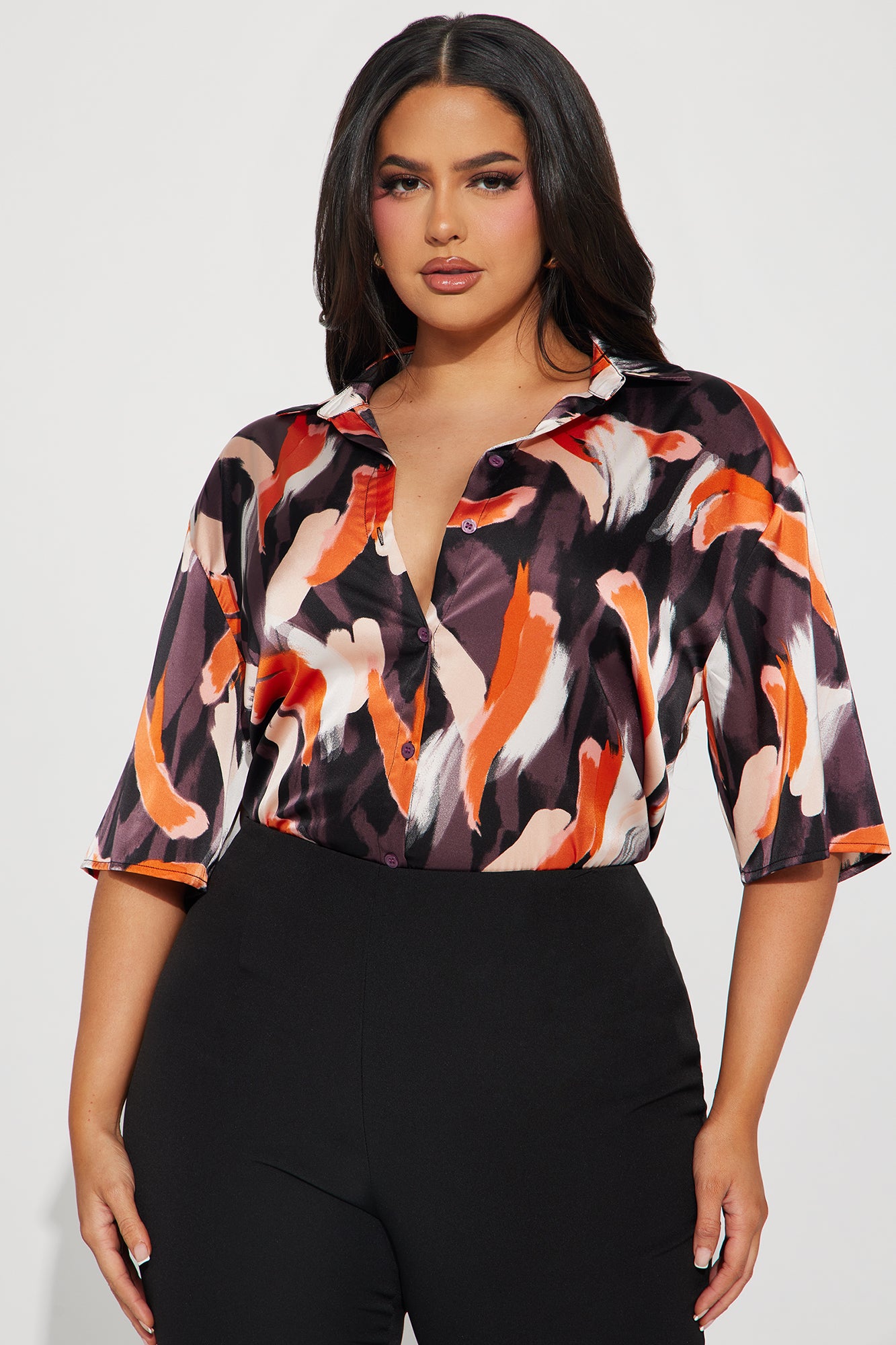 For The Thrill Satin Shirt - Black/combo - Image 4