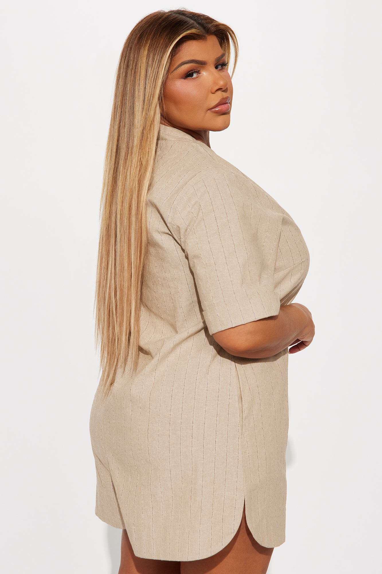 Living Good Linen Romper - Taupe - Image 6