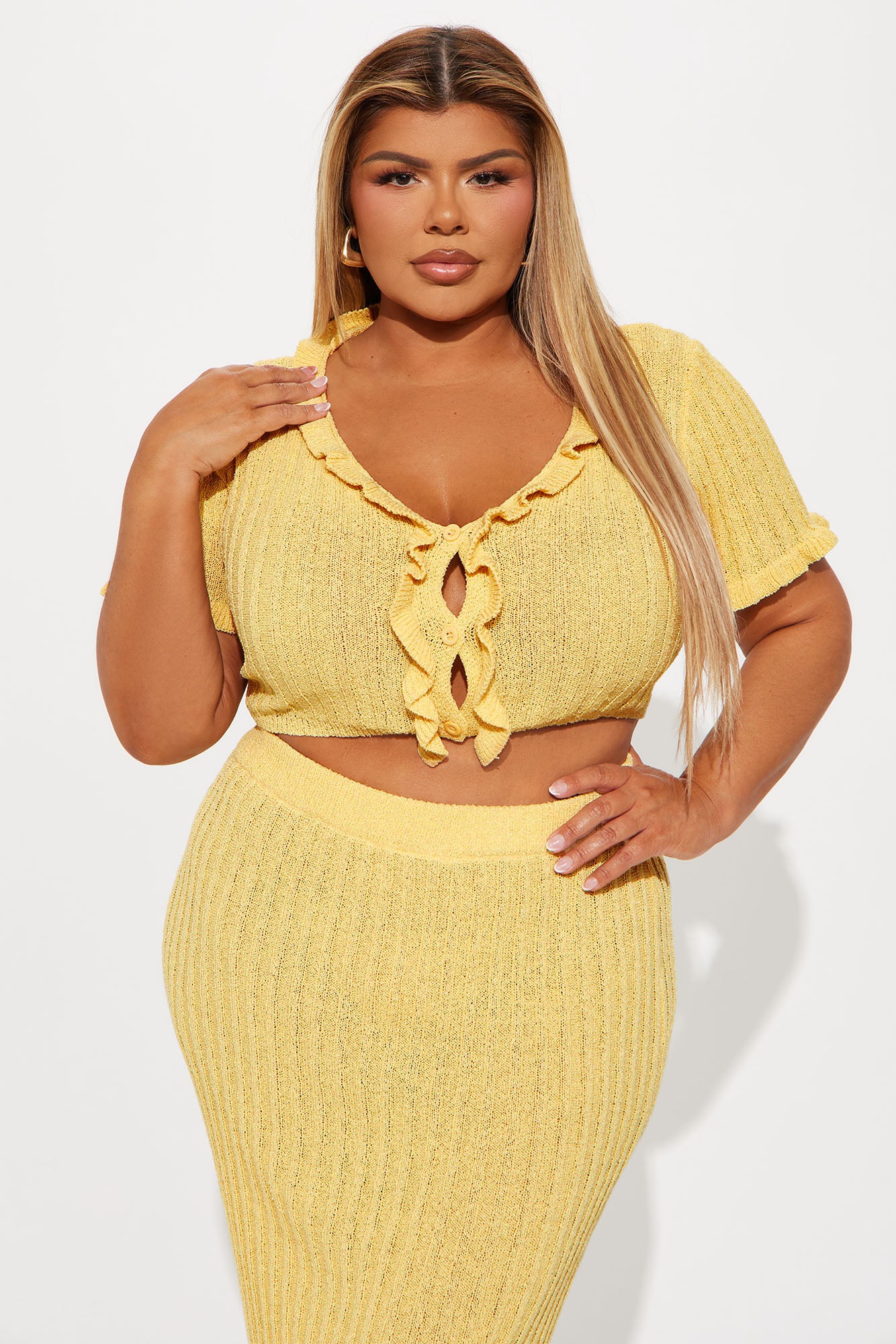 Brunch Mimosas Midi Skirt Set - Yellow - Image 5